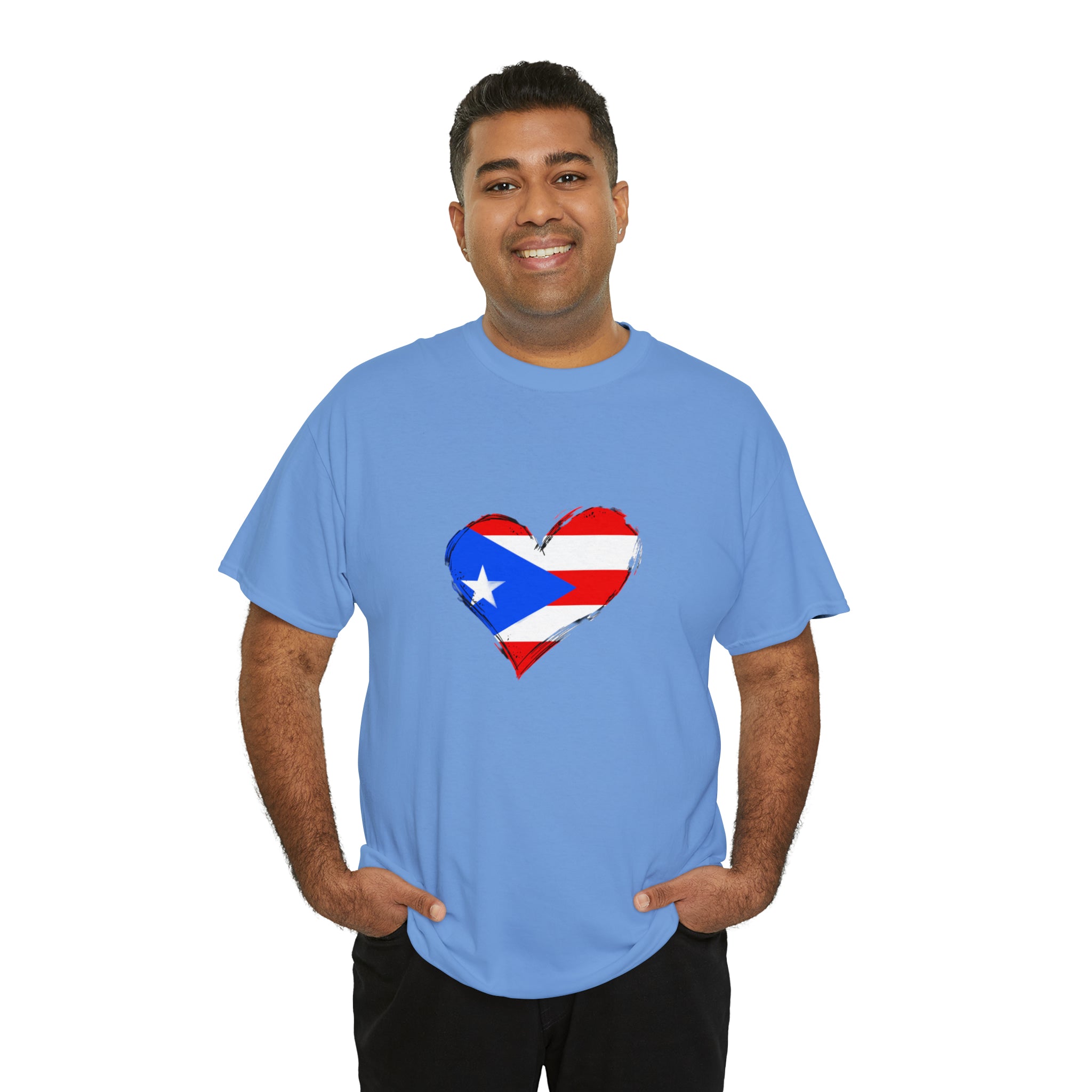 Puerto Rican Flag Heart Unisex Heavy Cotton Tee