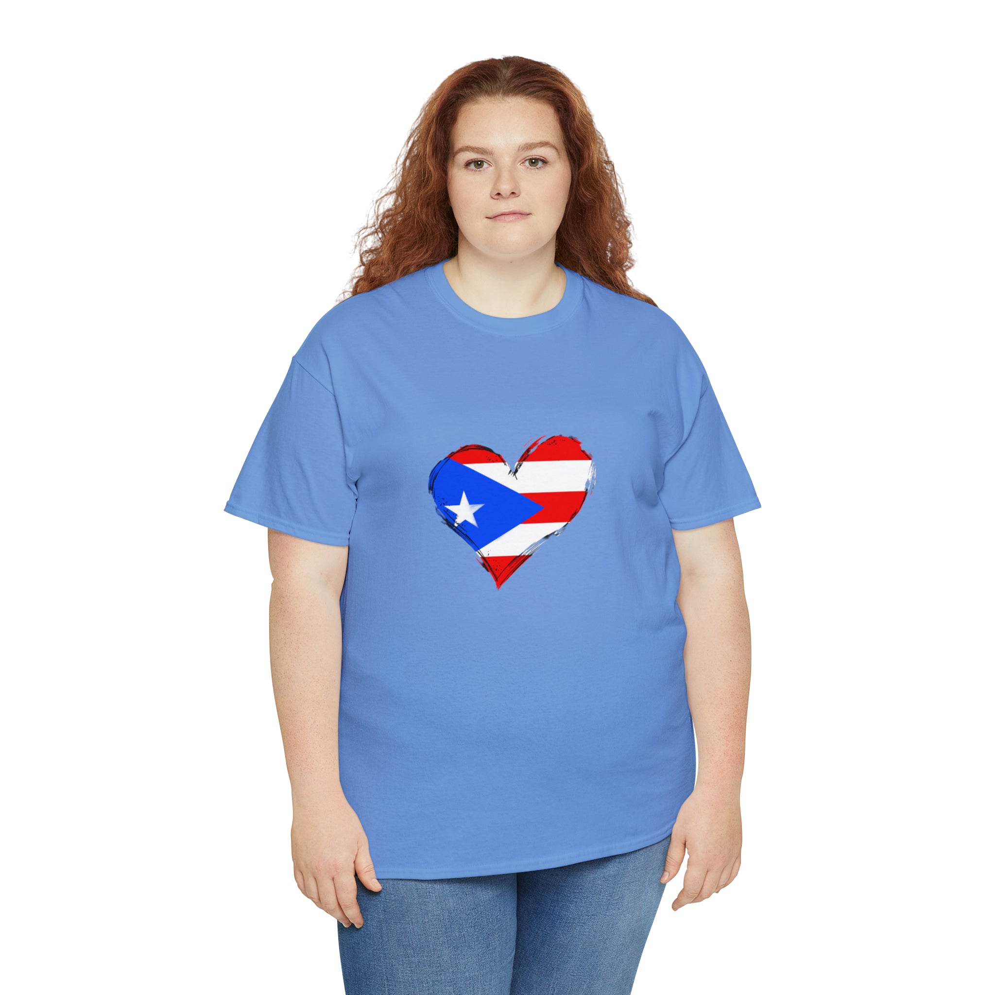 Puerto Rican Flag Heart Unisex Heavy Cotton Tee