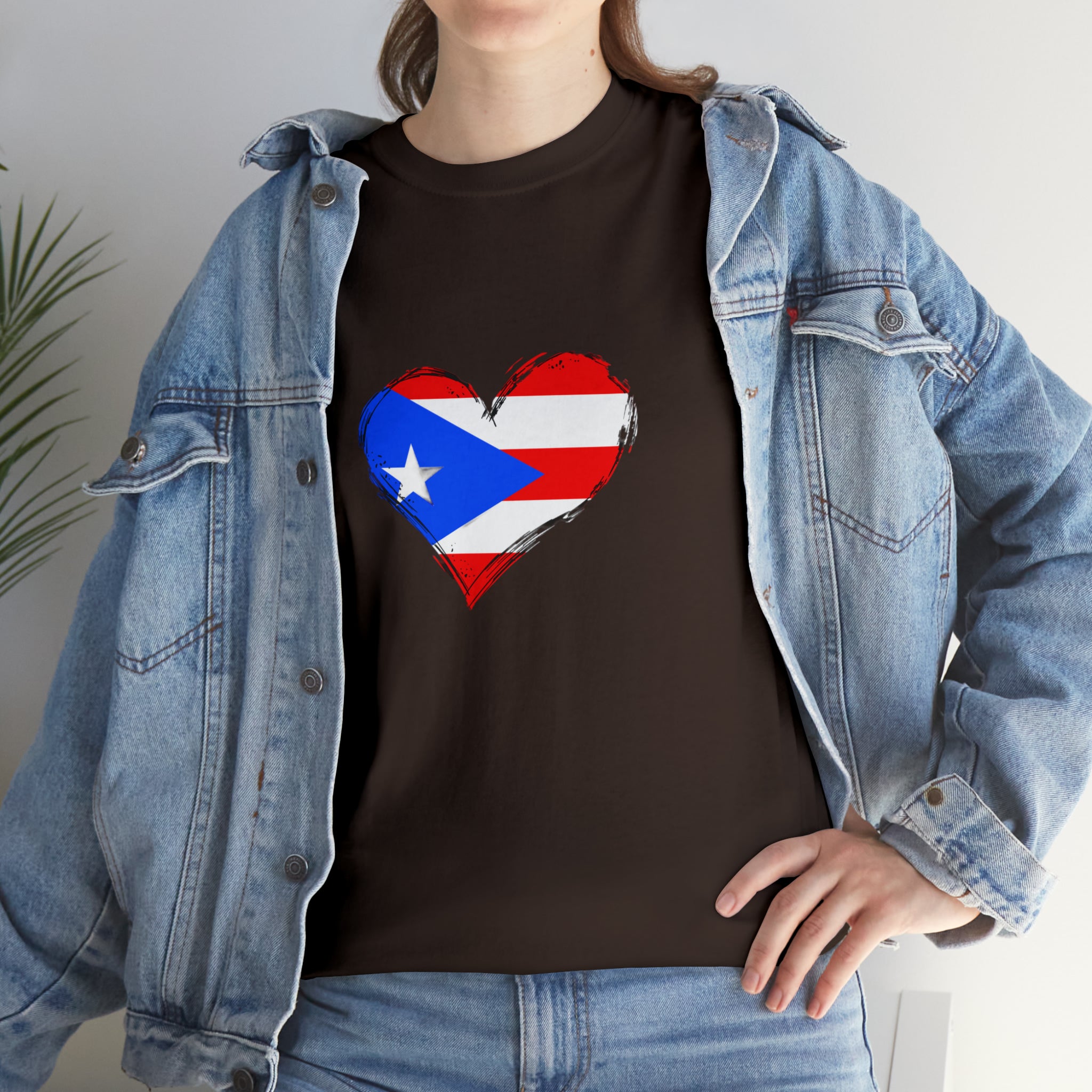 Puerto Rican Flag Heart Unisex Heavy Cotton Tee