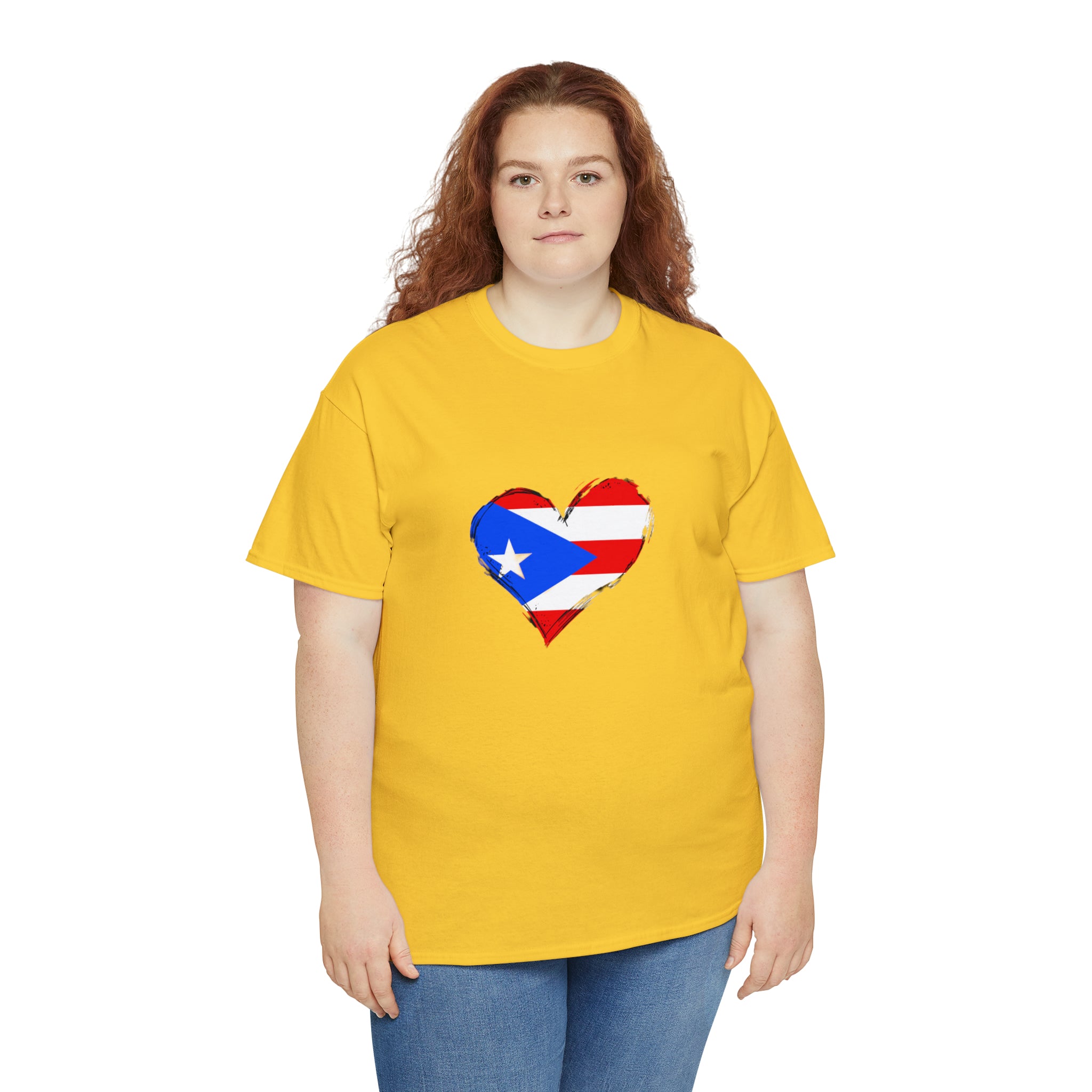 Puerto Rican Flag Heart Unisex Heavy Cotton Tee