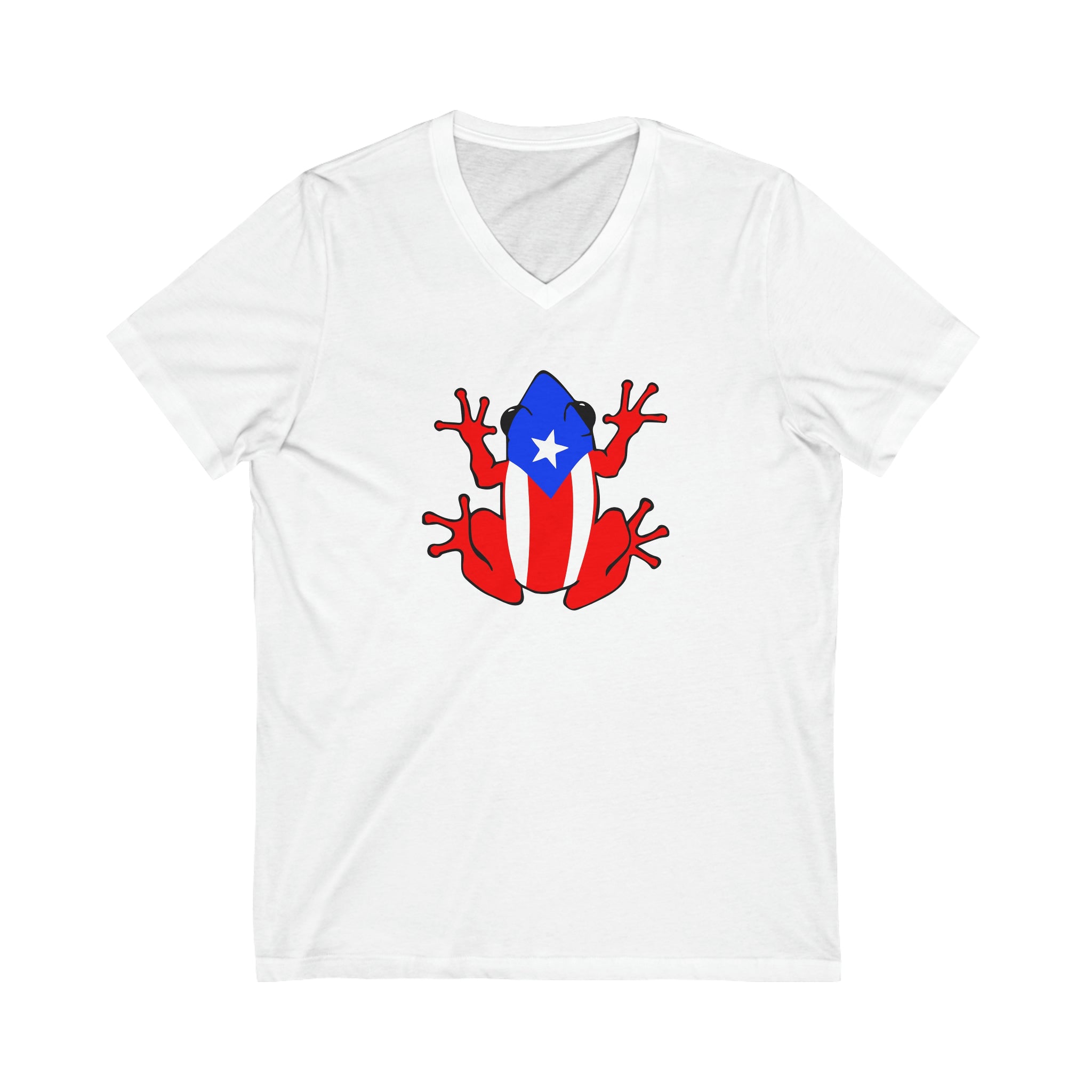 Puerto Rican Flag Coqui Unisex Jersey Short Sleeve V-Neck Tee