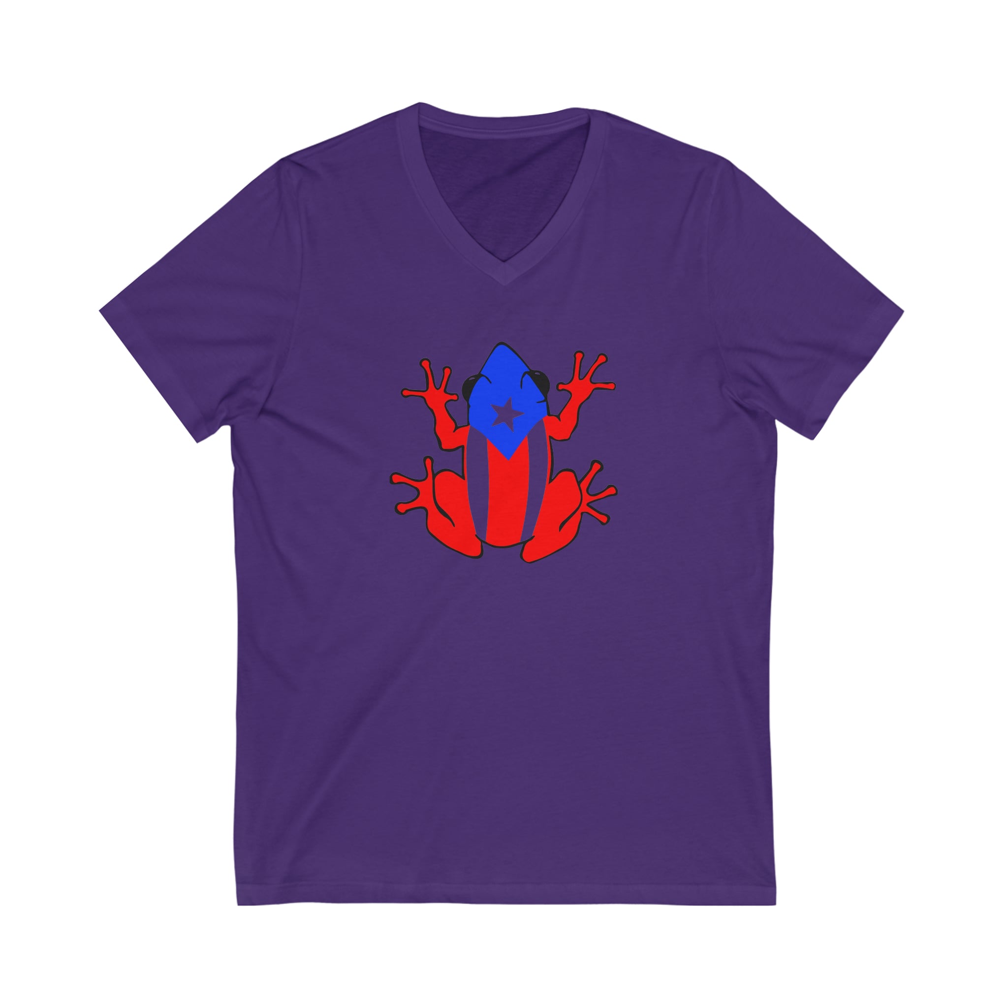 Puerto Rican Flag Coqui Unisex Jersey Short Sleeve V-Neck Tee