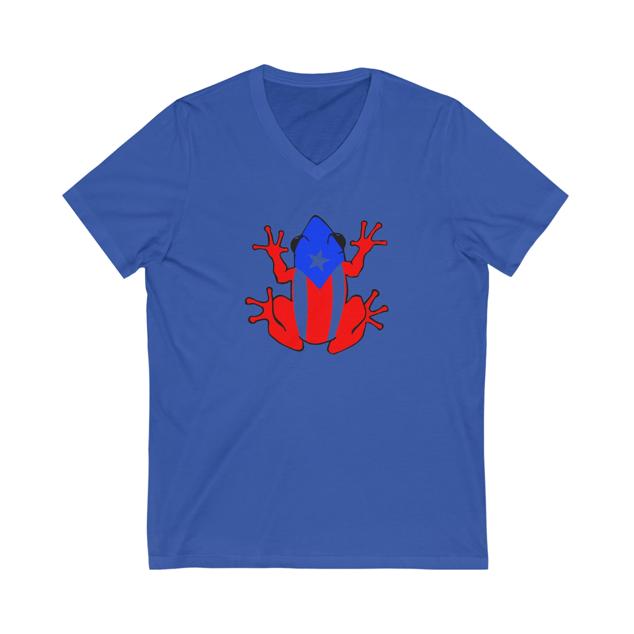 Puerto Rican Flag Coqui Unisex Jersey Short Sleeve V-Neck Tee