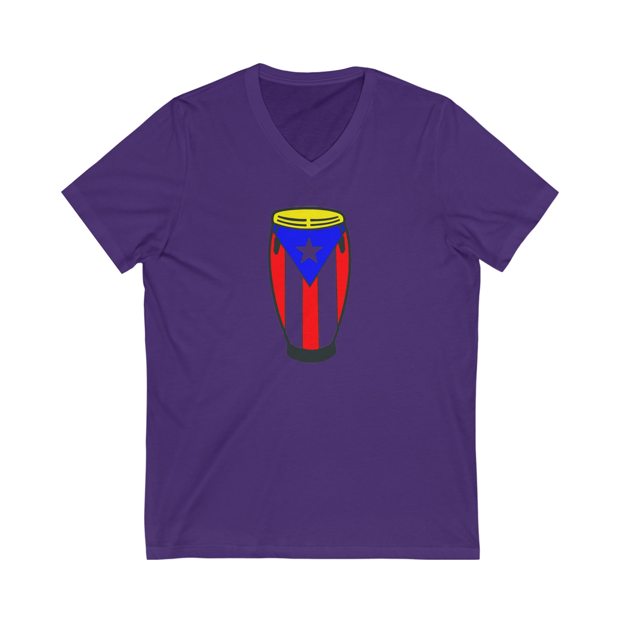 Puerto Rican Flag Congas Unisex Jersey Short Sleeve V-Neck Tee