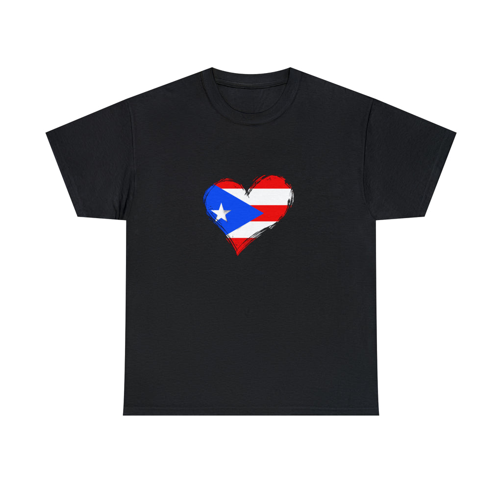 Puerto Rican Flag Heart Unisex Heavy Cotton Tee