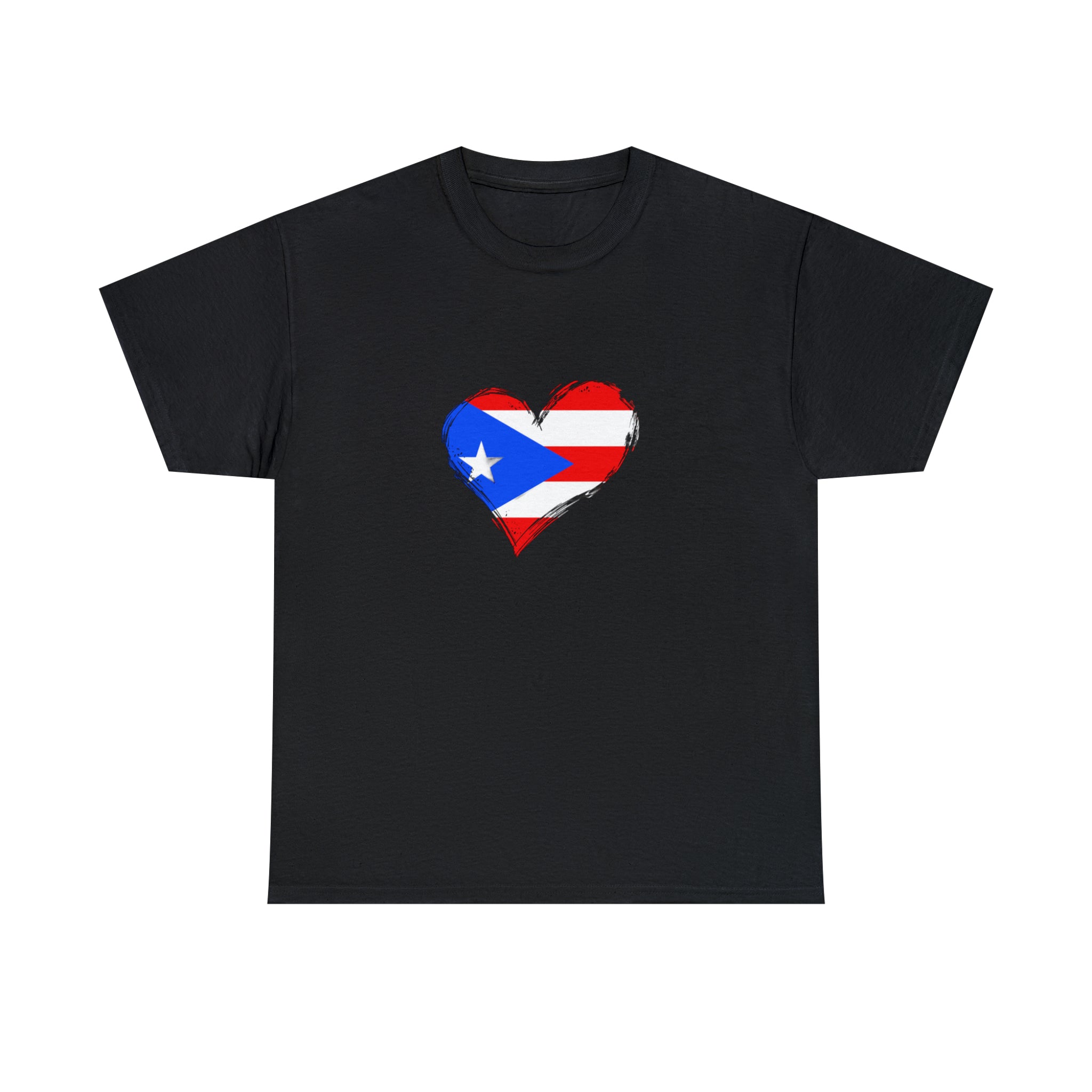 Puerto Rican Flag Heart Unisex Heavy Cotton Tee