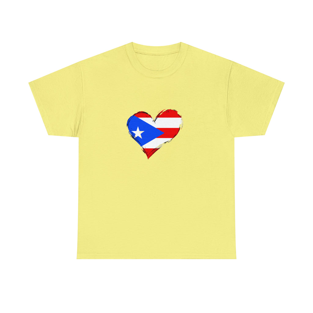Puerto Rican Flag Heart Unisex Heavy Cotton Tee