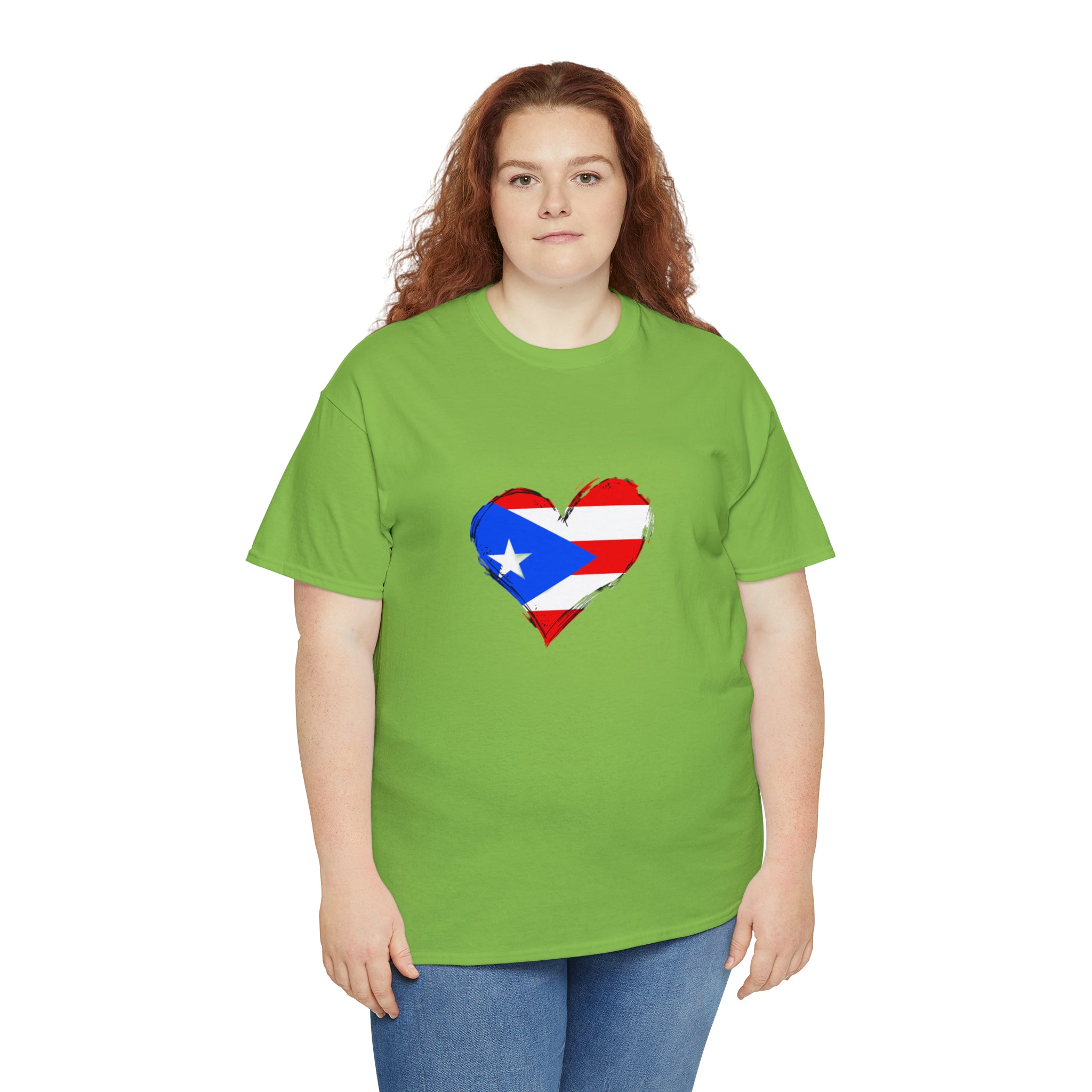 Puerto Rican Flag Heart Unisex Heavy Cotton Tee