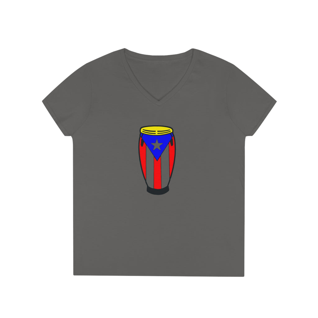 Puerto Rican Congas Ladies' V-Neck T-Shirt