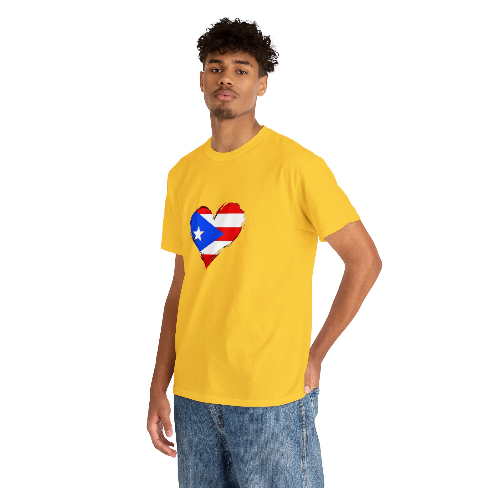Puerto Rican Flag Heart Unisex Heavy Cotton Tee