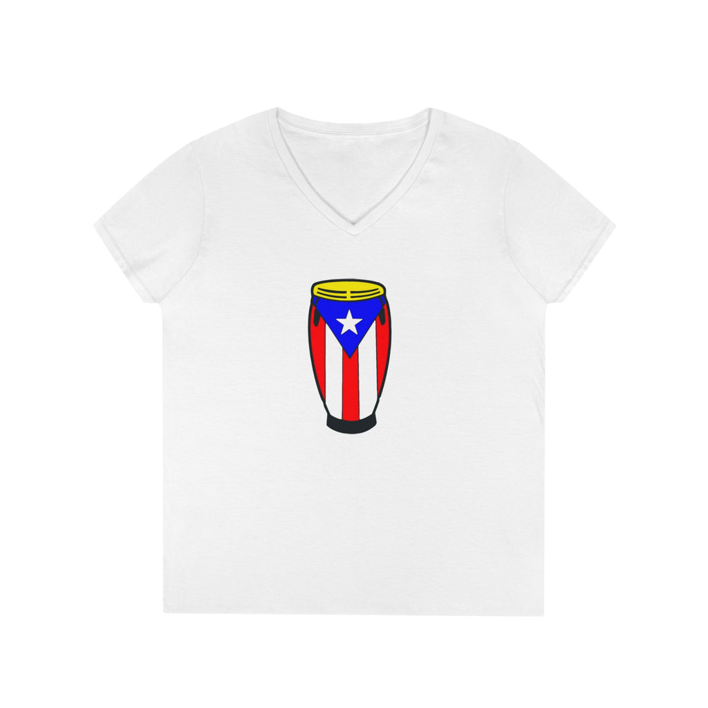 Puerto Rican Congas Ladies' V-Neck T-Shirt