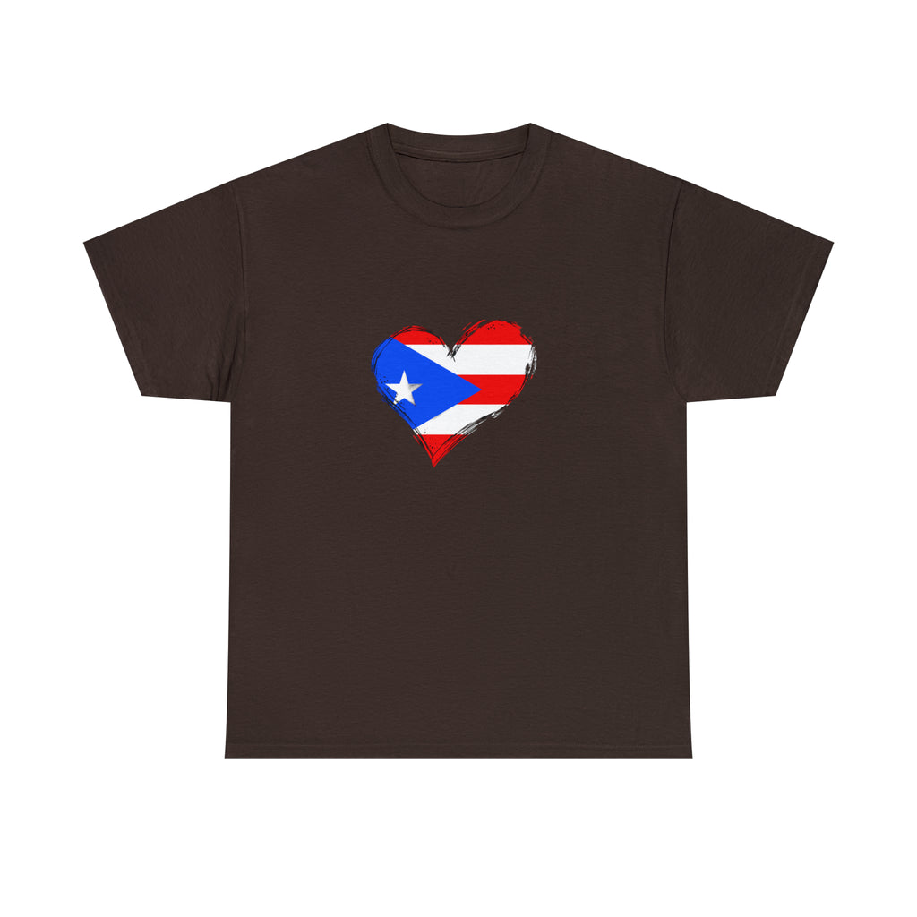 Puerto Rican Flag Heart Unisex Heavy Cotton Tee