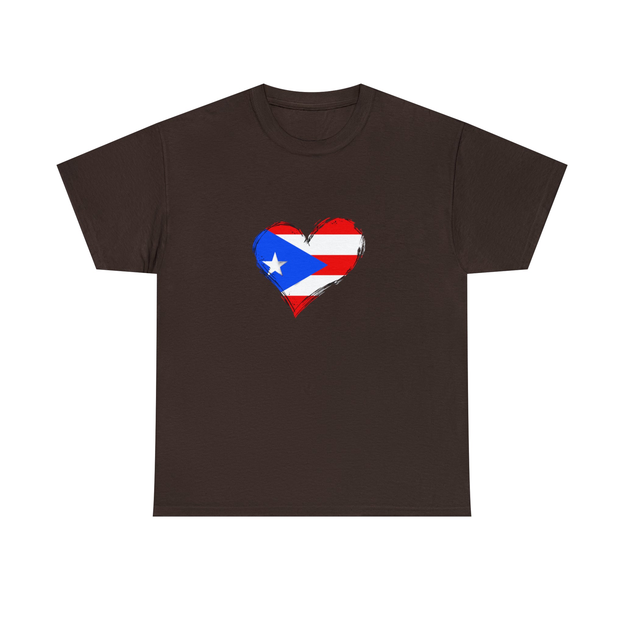 Puerto Rican Flag Heart Unisex Heavy Cotton Tee