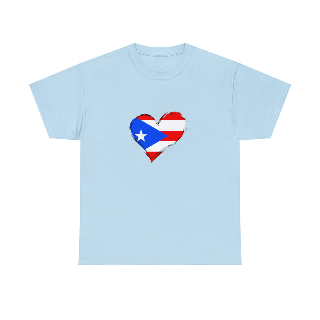 Puerto Rican Flag Heart Unisex Heavy Cotton Tee