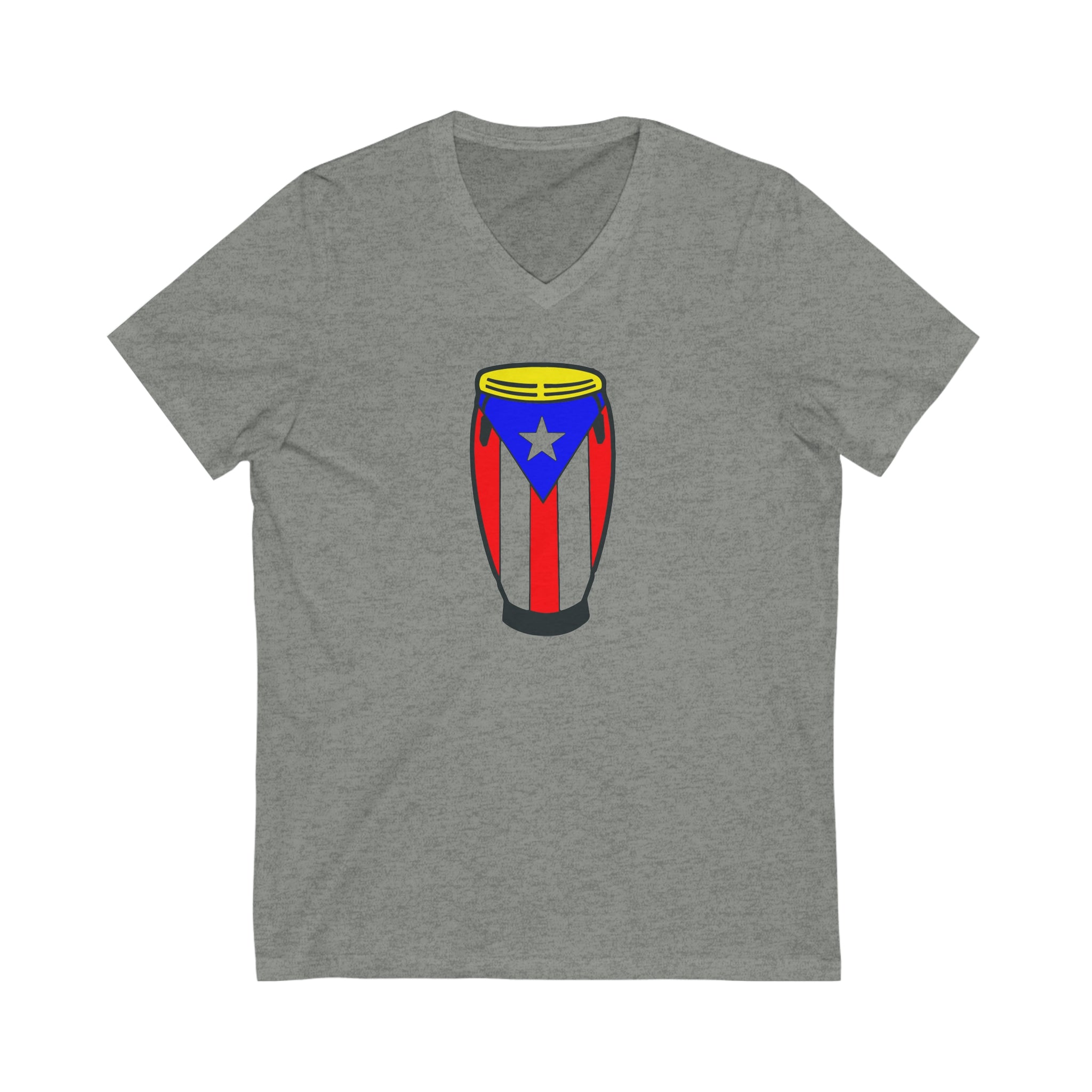 Puerto Rican Flag Congas Unisex Jersey Short Sleeve V-Neck Tee