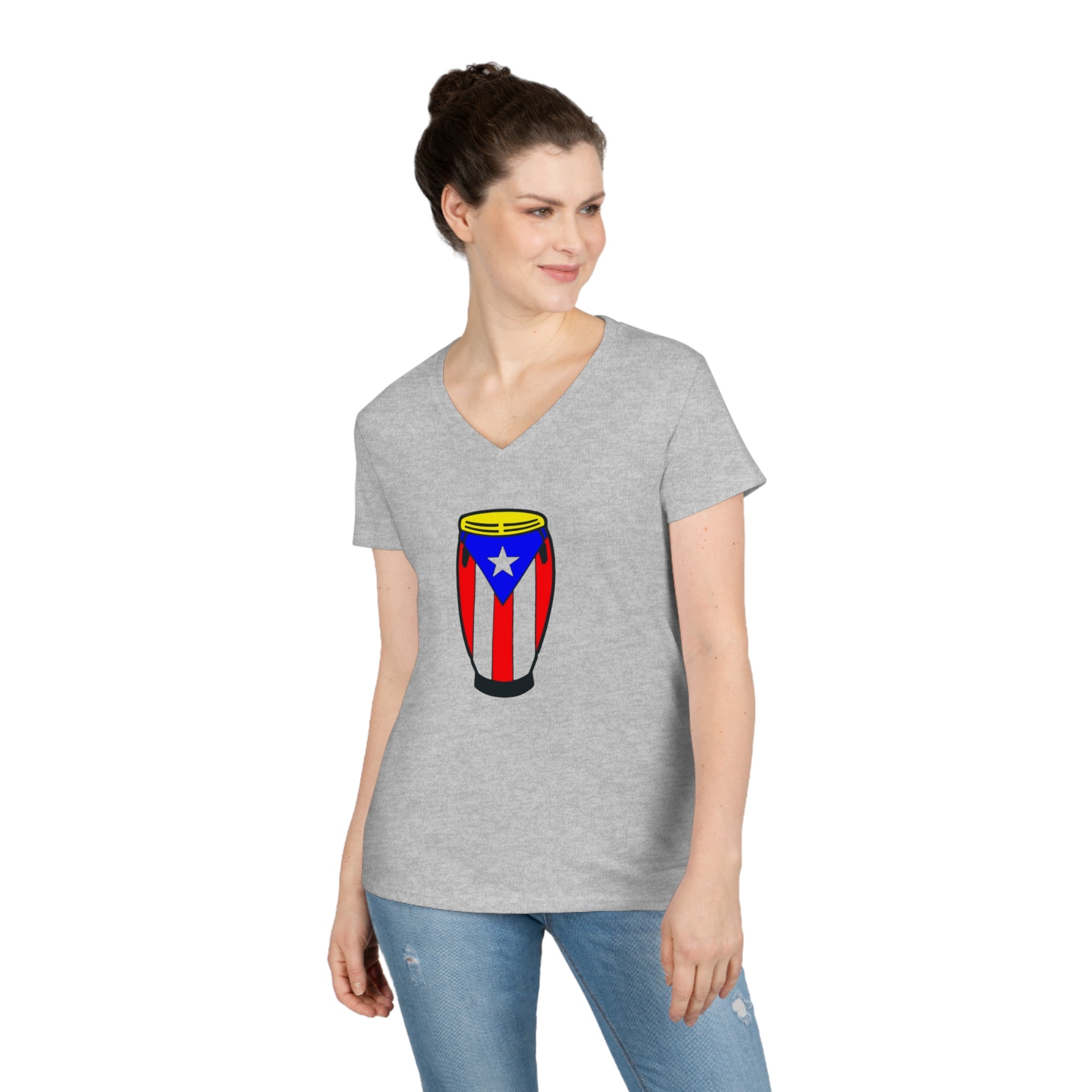 Puerto Rican Congas Ladies' V-Neck T-Shirt
