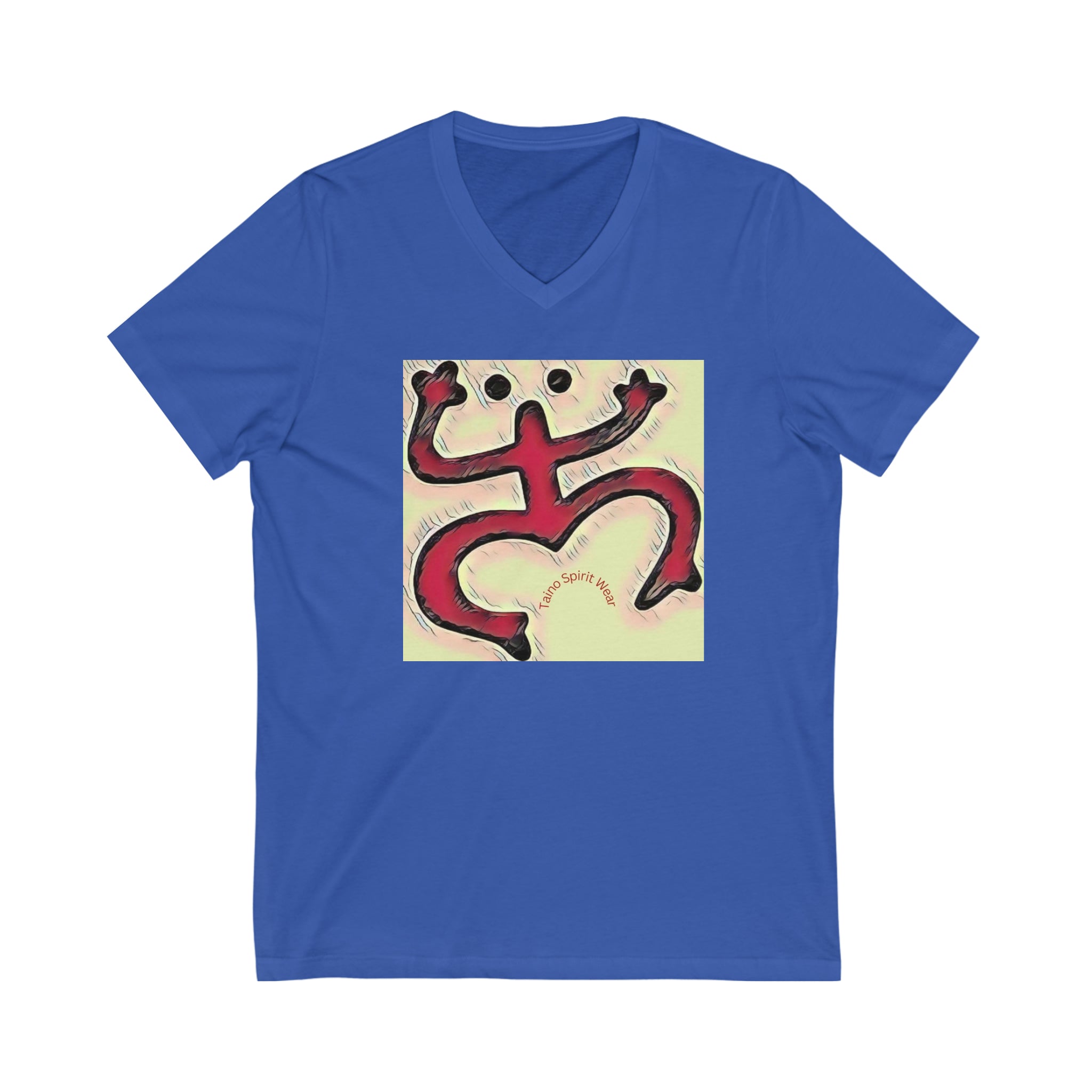 Taino Red Coqui Patch Unisex Jersey Short Sleeve V-Neck Tee