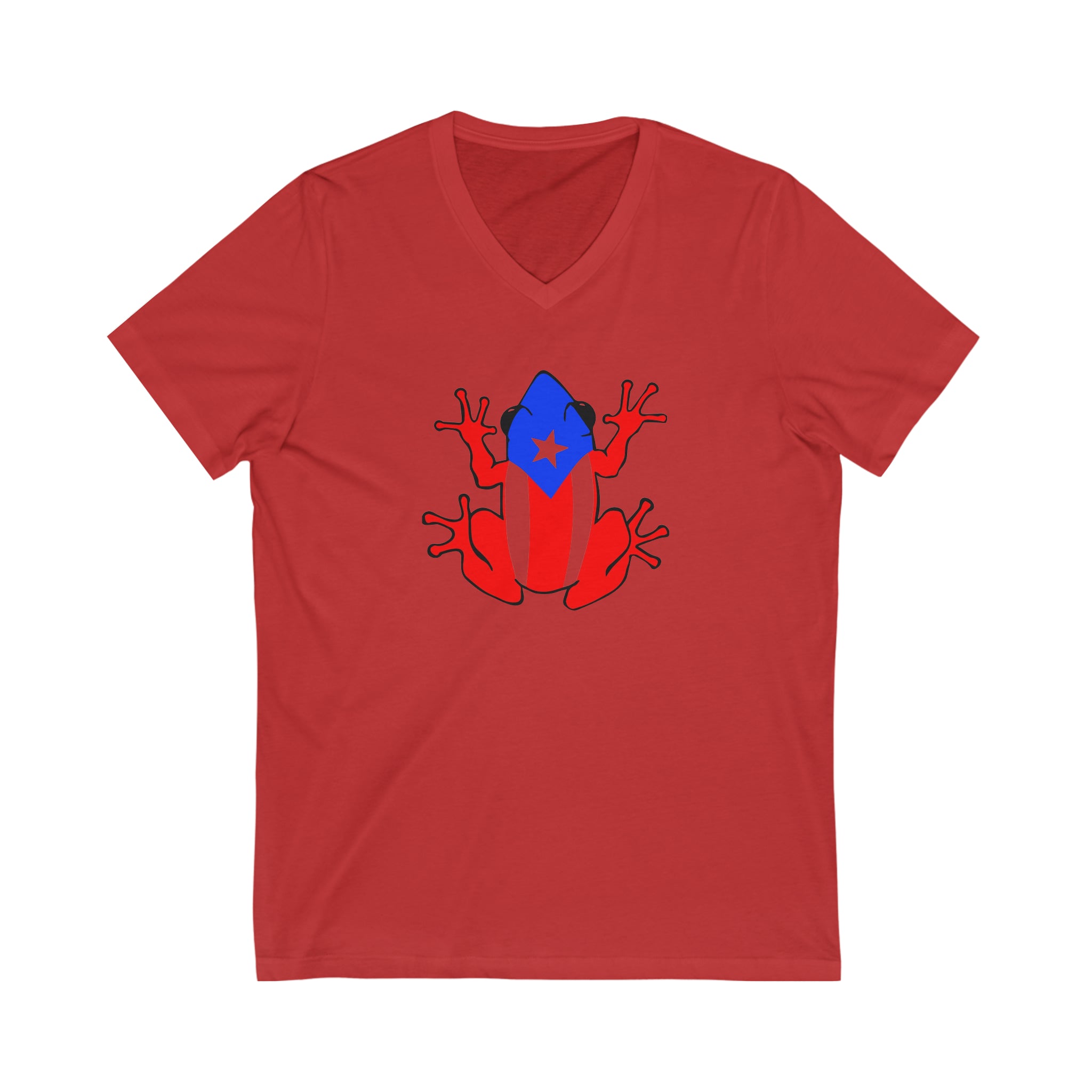 Puerto Rican Flag Coqui Unisex Jersey Short Sleeve V-Neck Tee