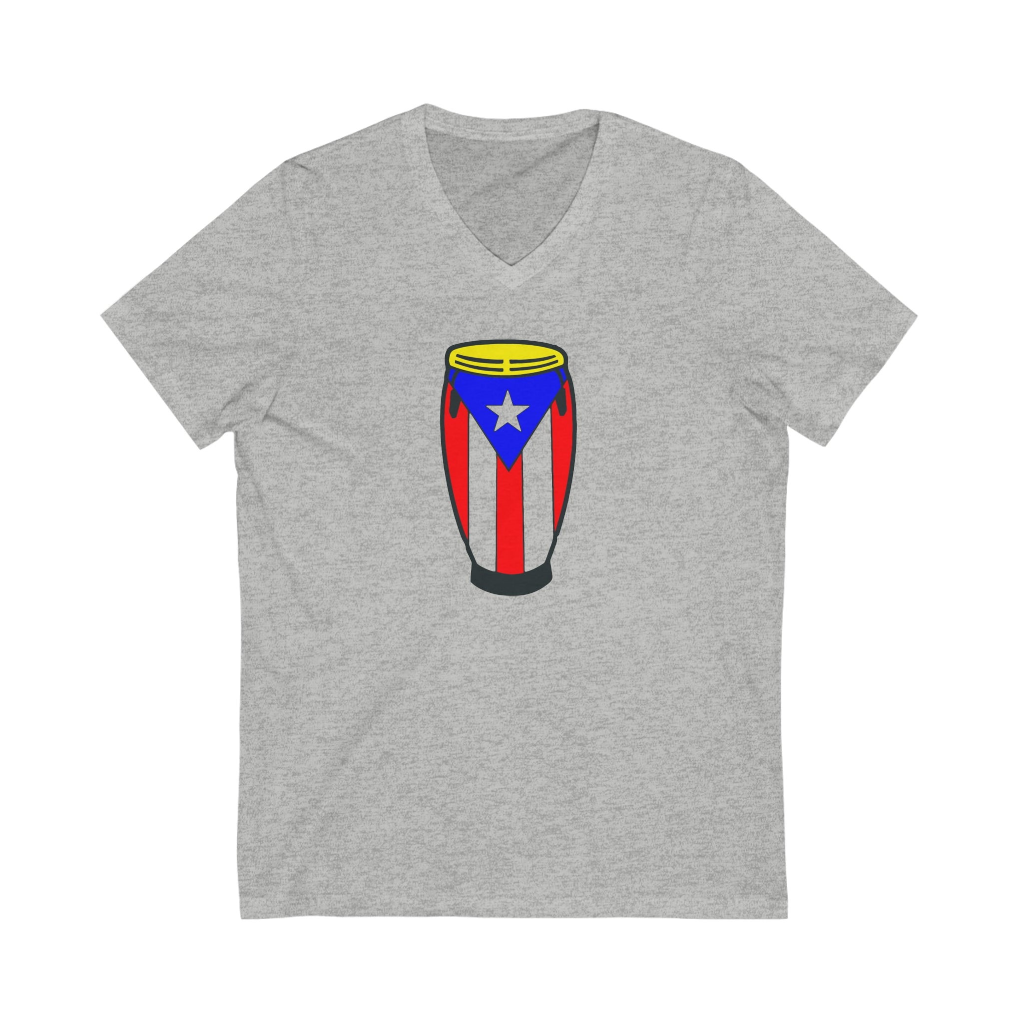 Puerto Rican Flag Congas Unisex Jersey Short Sleeve V-Neck Tee