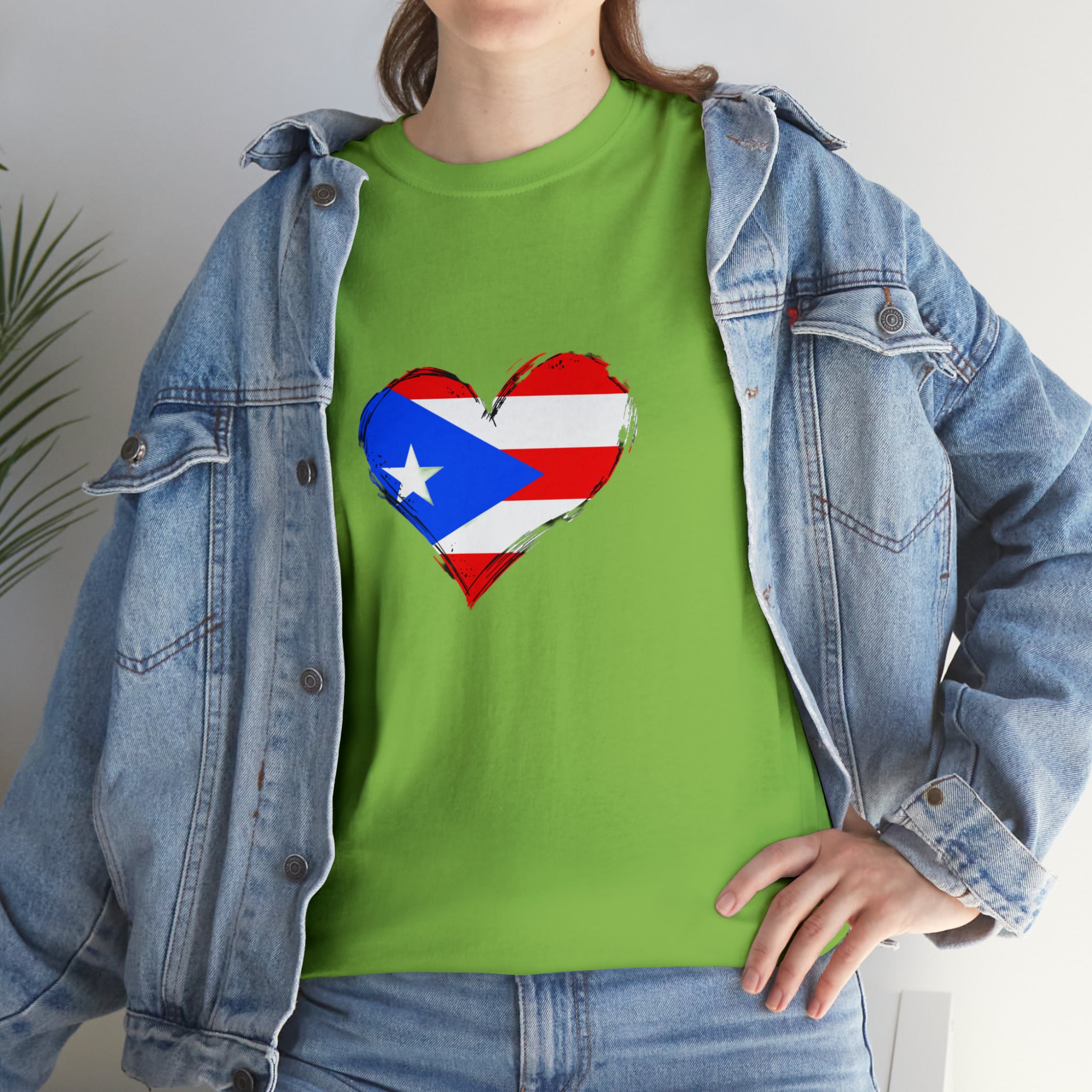 Puerto Rican Flag Heart Unisex Heavy Cotton Tee