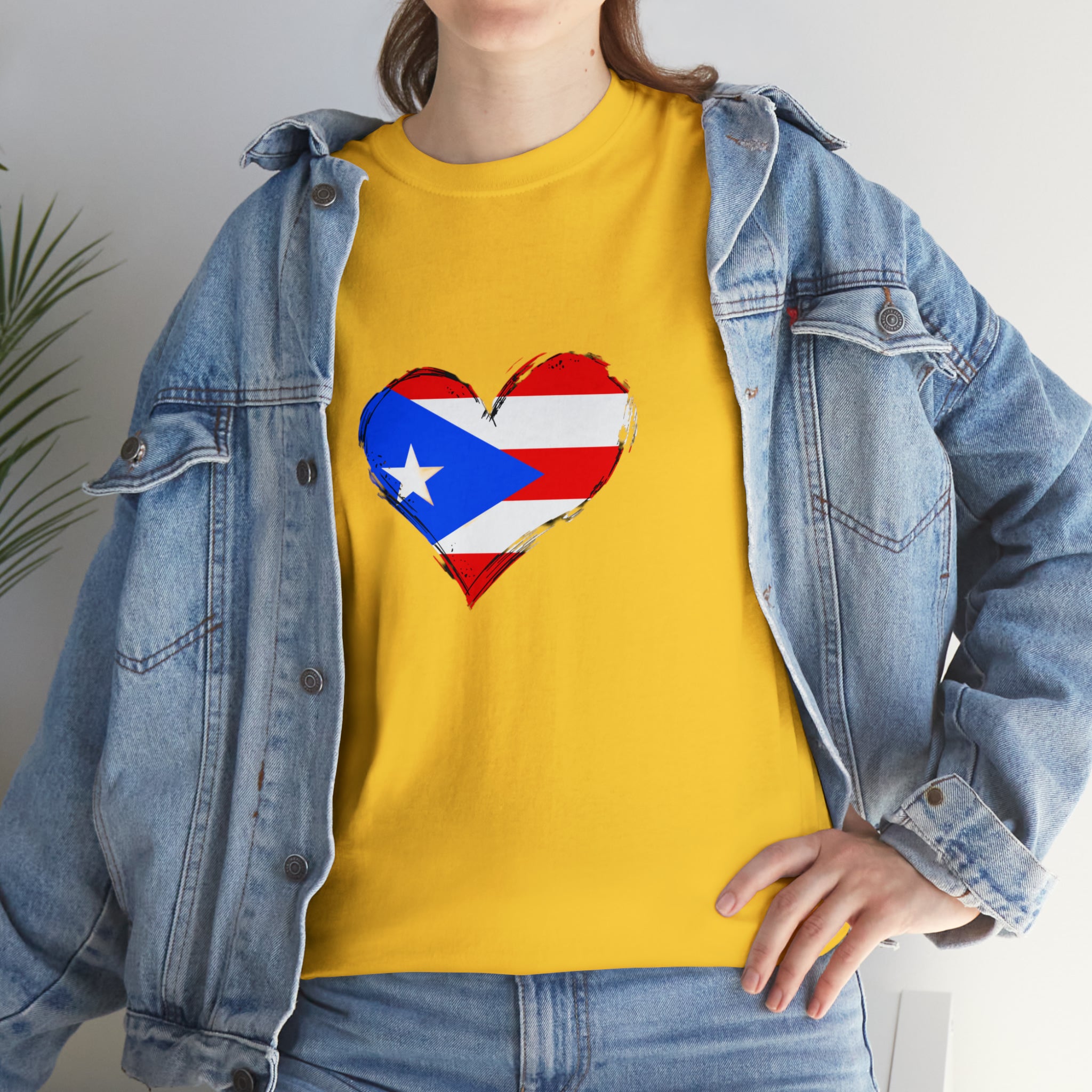 Puerto Rican Flag Heart Unisex Heavy Cotton Tee