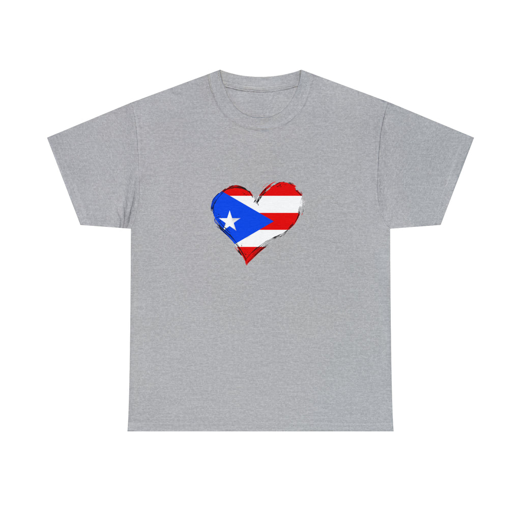 Puerto Rican Flag Heart Unisex Heavy Cotton Tee