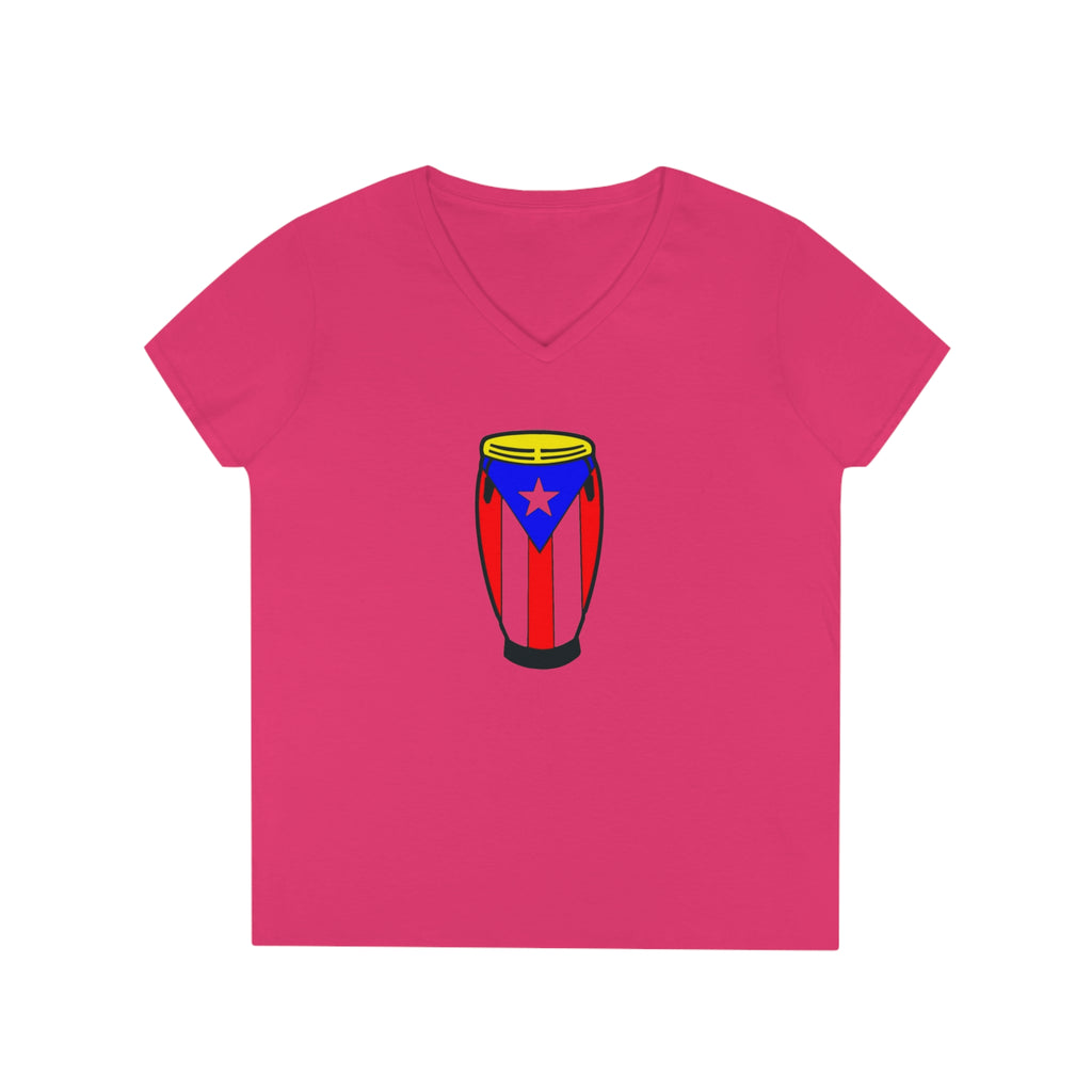 Puerto Rican Congas Ladies' V-Neck T-Shirt