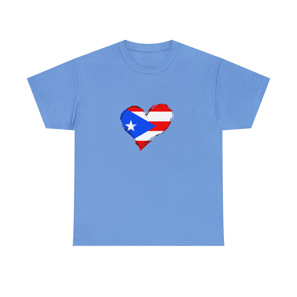 Puerto Rican Flag Heart Unisex Heavy Cotton Tee