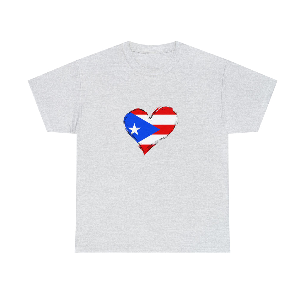 Puerto Rican Flag Heart Unisex Heavy Cotton Tee