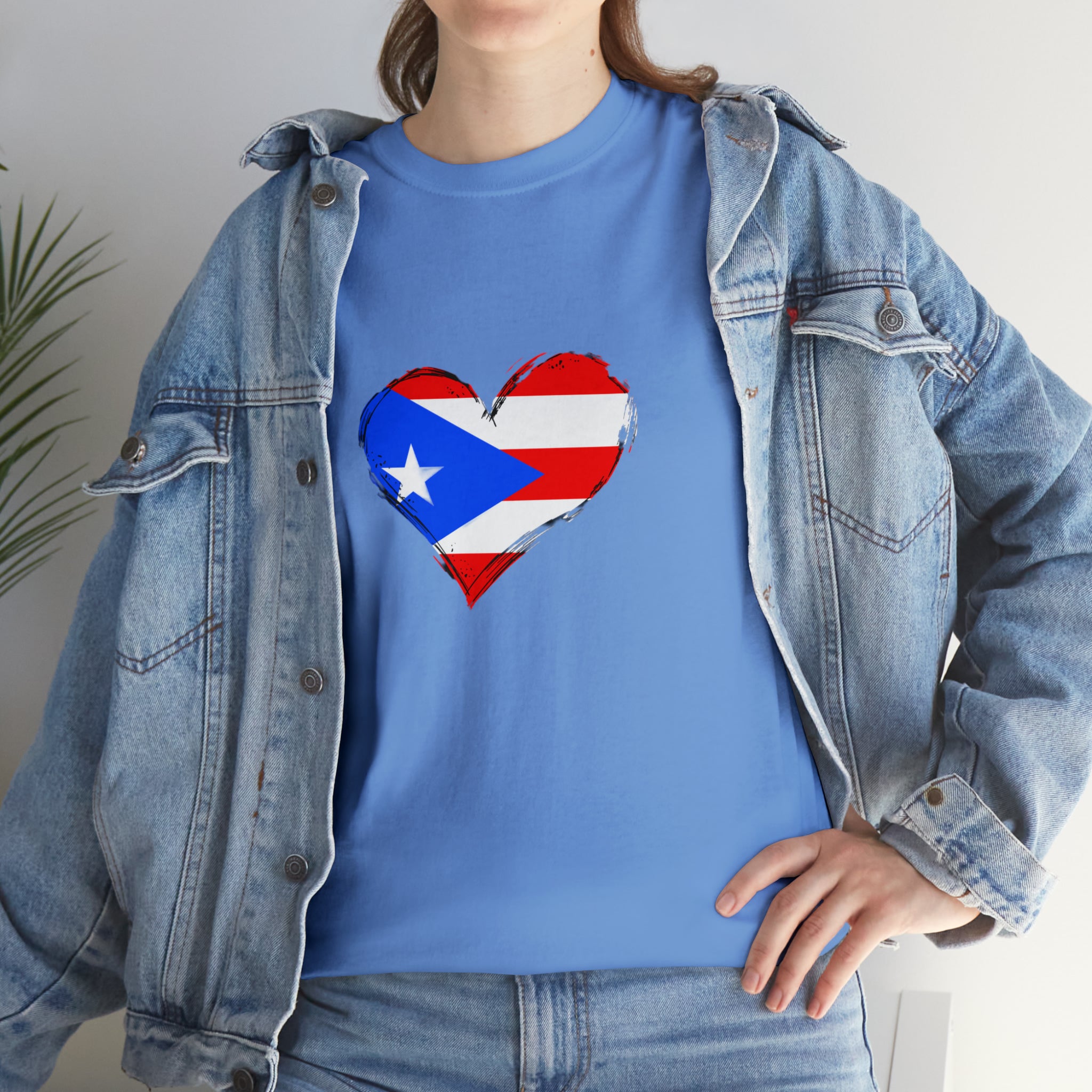 Puerto Rican Flag Heart Unisex Heavy Cotton Tee
