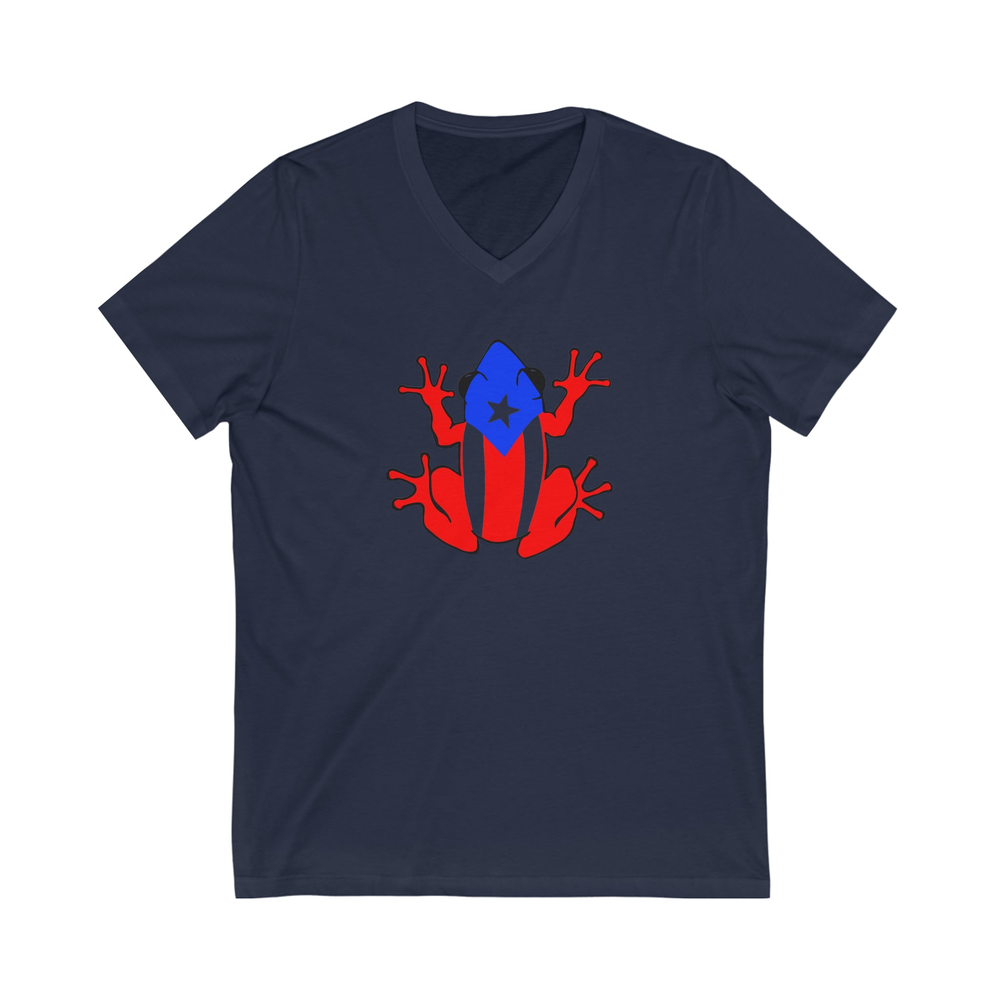 Puerto Rican Flag Coqui Unisex Jersey Short Sleeve V-Neck Tee
