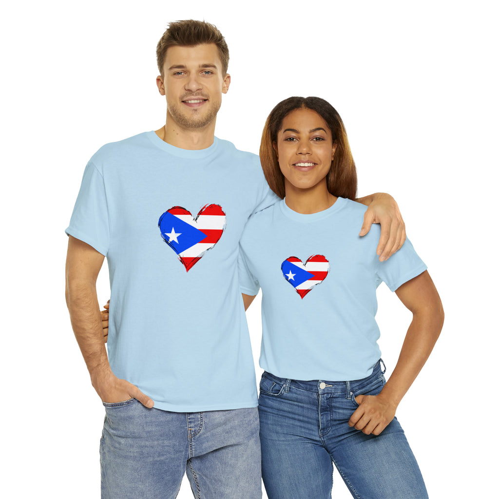 Puerto Rican Flag Heart Unisex Heavy Cotton Tee