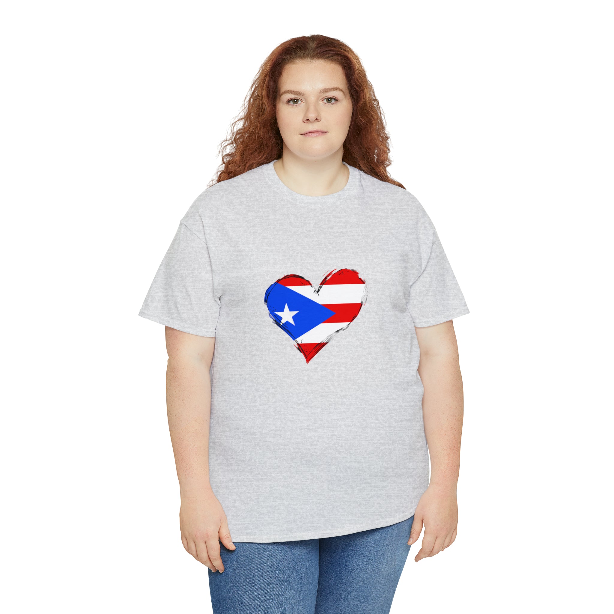 Puerto Rican Flag Heart Unisex Heavy Cotton Tee