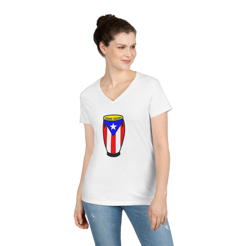 Puerto Rican Congas Ladies' V-Neck T-Shirt