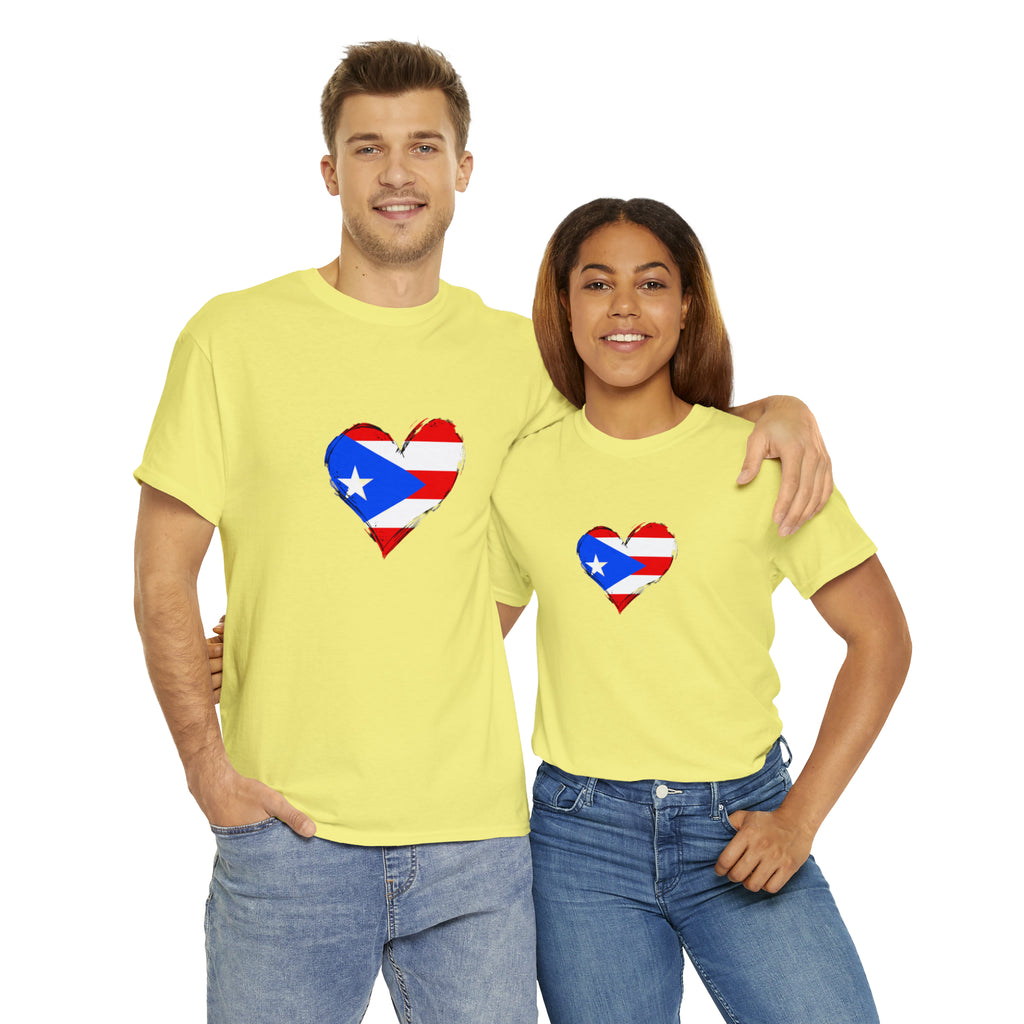 Puerto Rican Flag Heart Unisex Heavy Cotton Tee