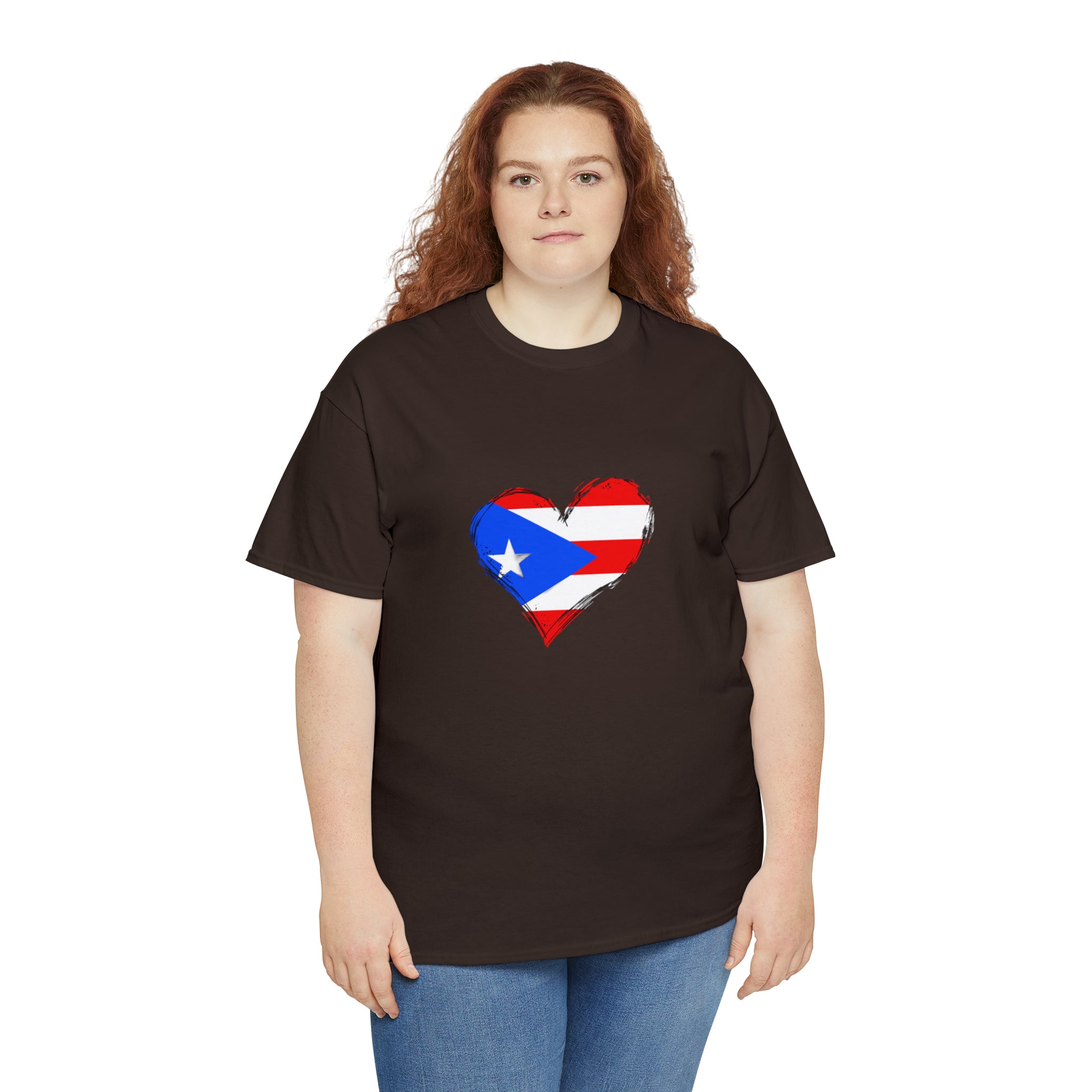 Puerto Rican Flag Heart Unisex Heavy Cotton Tee
