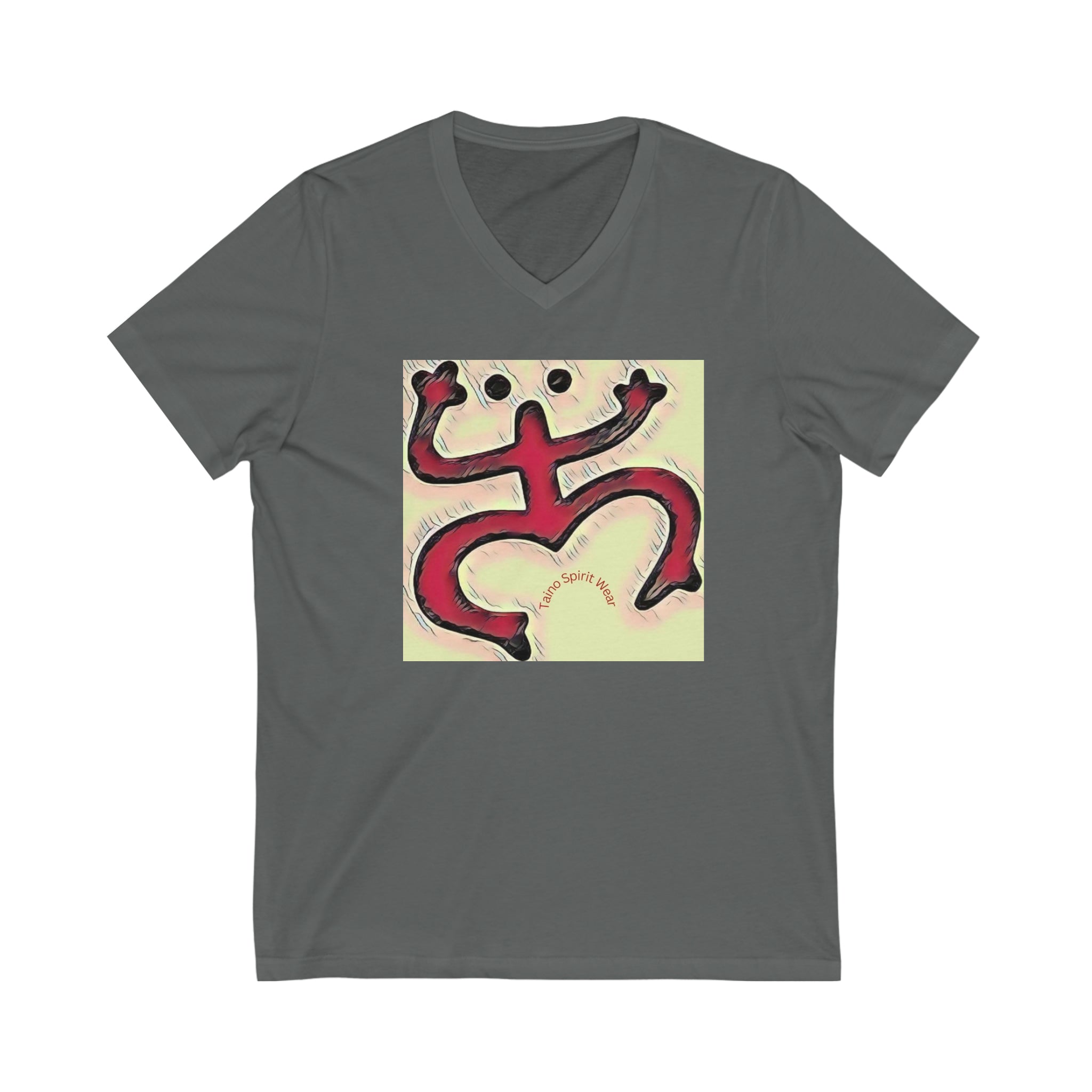 Taino Red Coqui Patch Unisex Jersey Short Sleeve V-Neck Tee