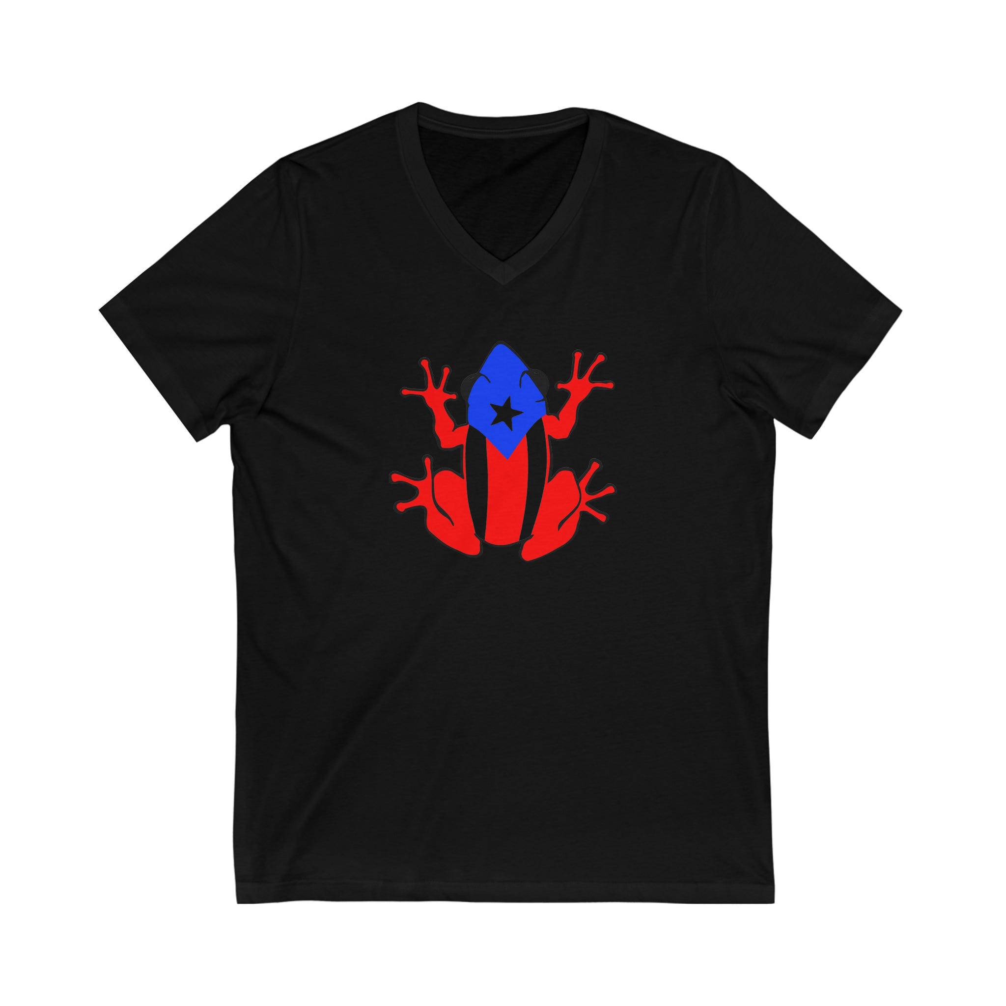 Puerto Rican Flag Coqui Unisex Jersey Short Sleeve V-Neck Tee