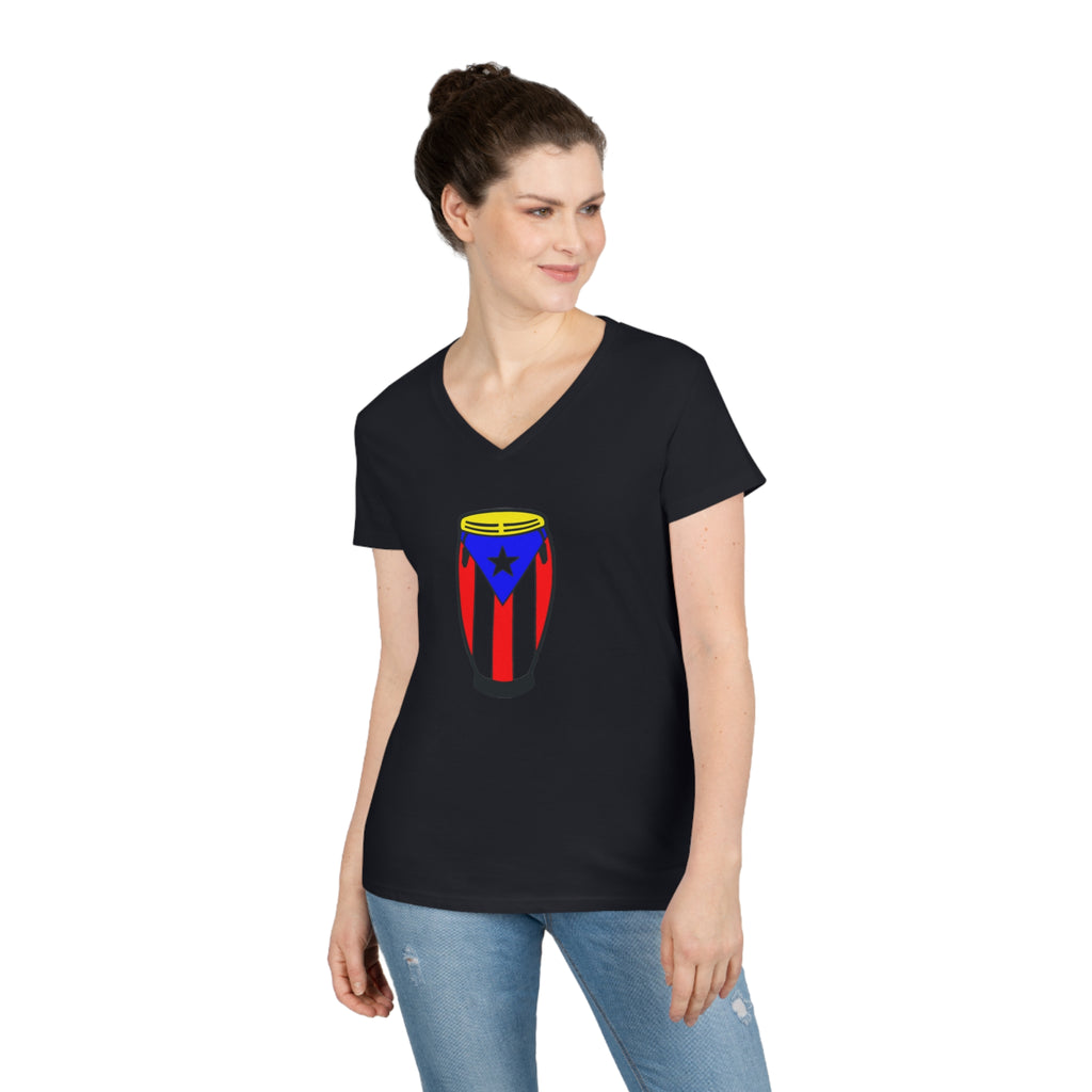Puerto Rican Congas Ladies' V-Neck T-Shirt