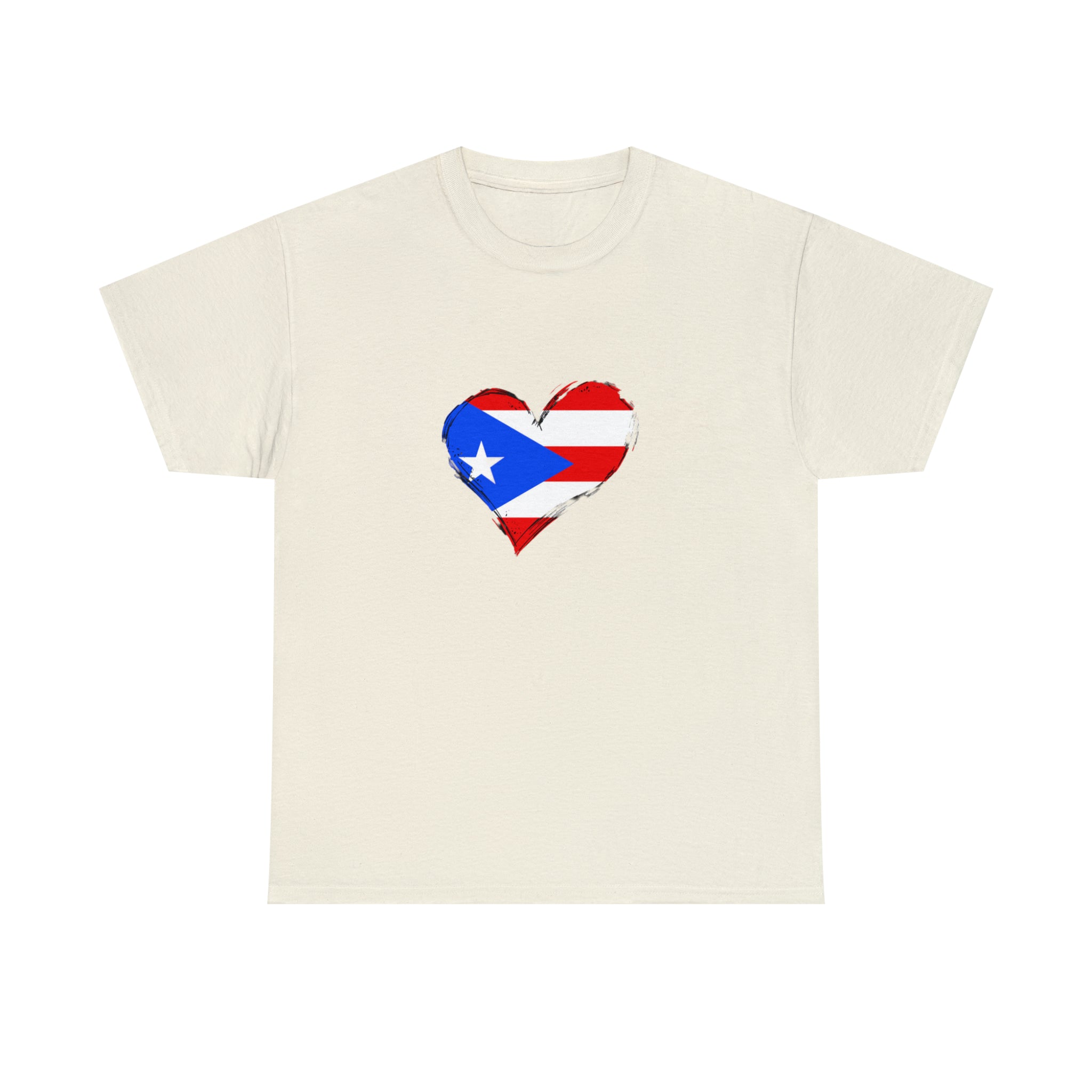 Puerto Rican Flag Heart Unisex Heavy Cotton Tee
