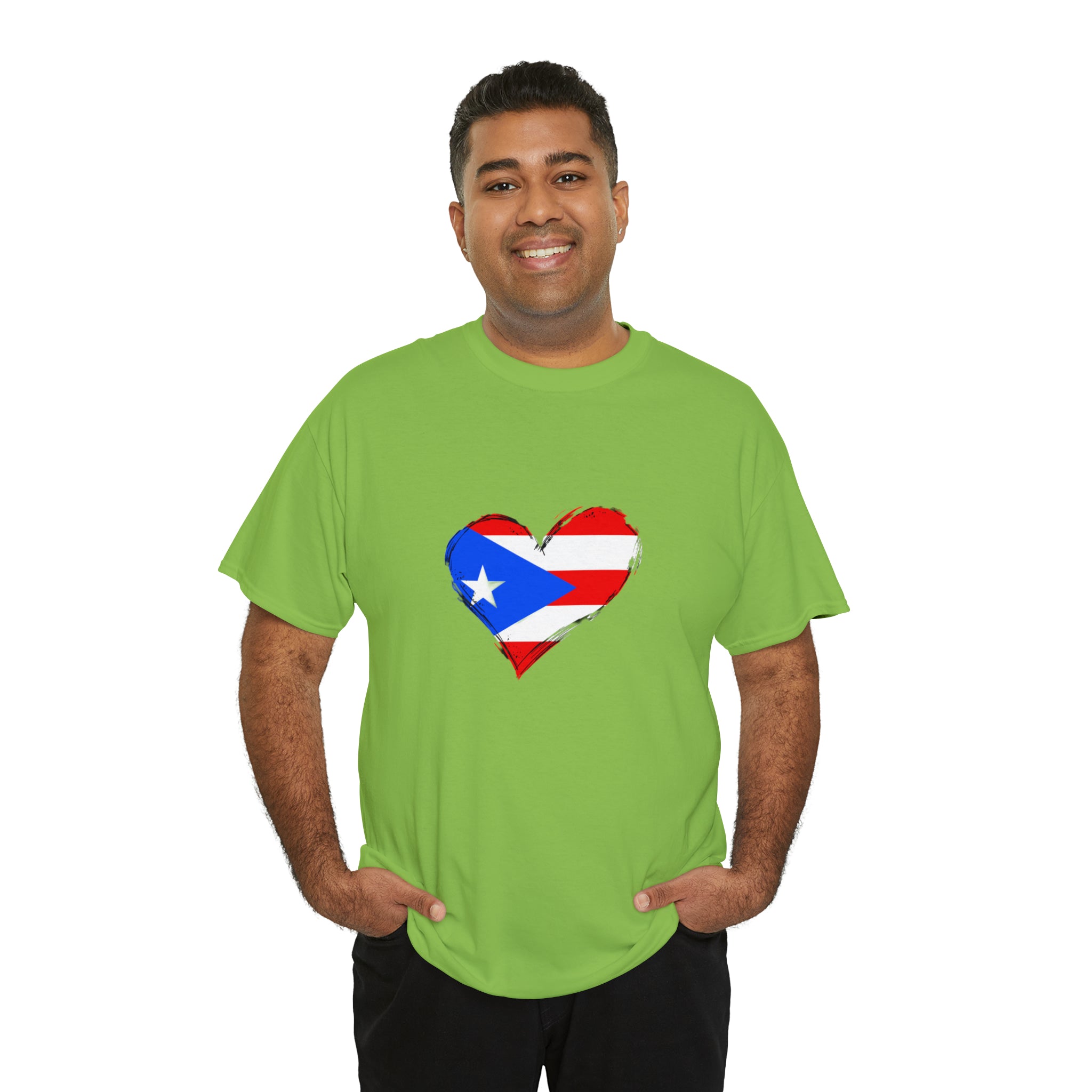 Puerto Rican Flag Heart Unisex Heavy Cotton Tee