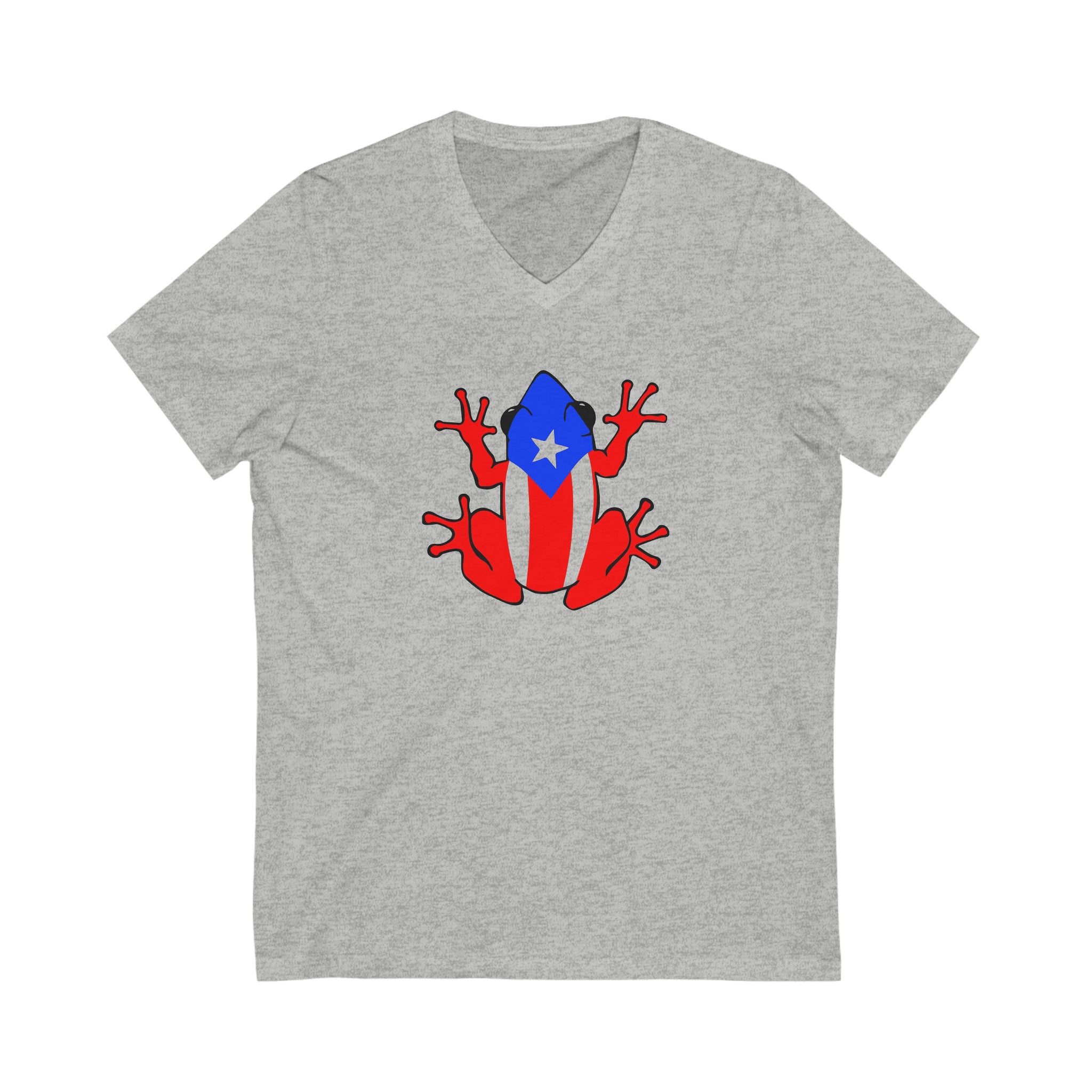 Puerto Rican Flag Coqui Unisex Jersey Short Sleeve V-Neck Tee