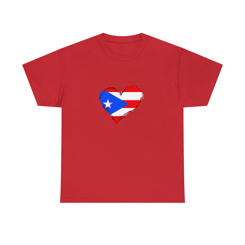 Puerto Rican Flag Heart Unisex Heavy Cotton Tee