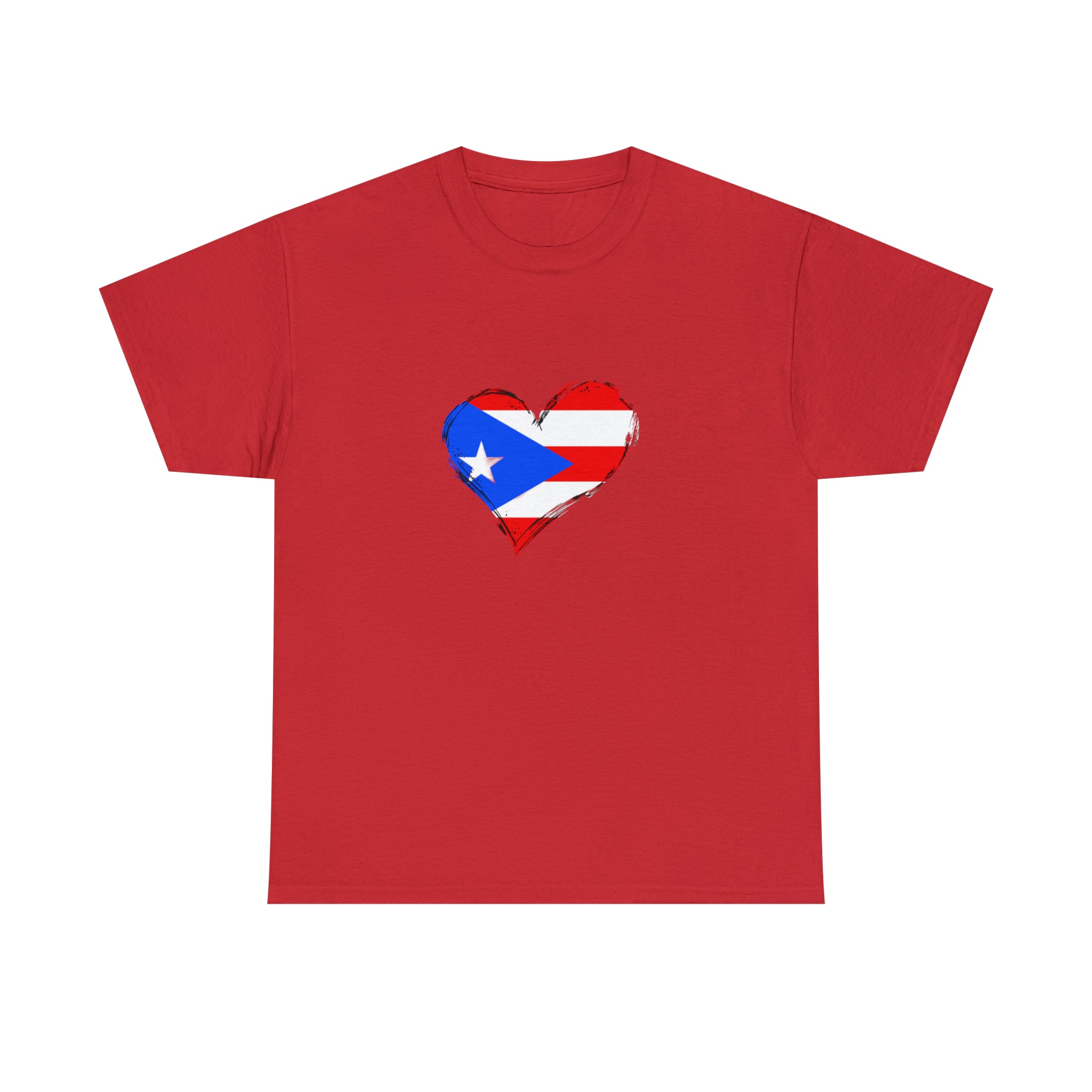 Puerto Rican Flag Heart Unisex Heavy Cotton Tee