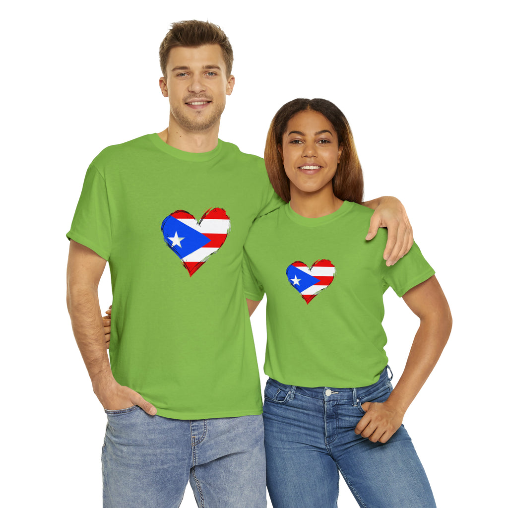 Puerto Rican Flag Heart Unisex Heavy Cotton Tee