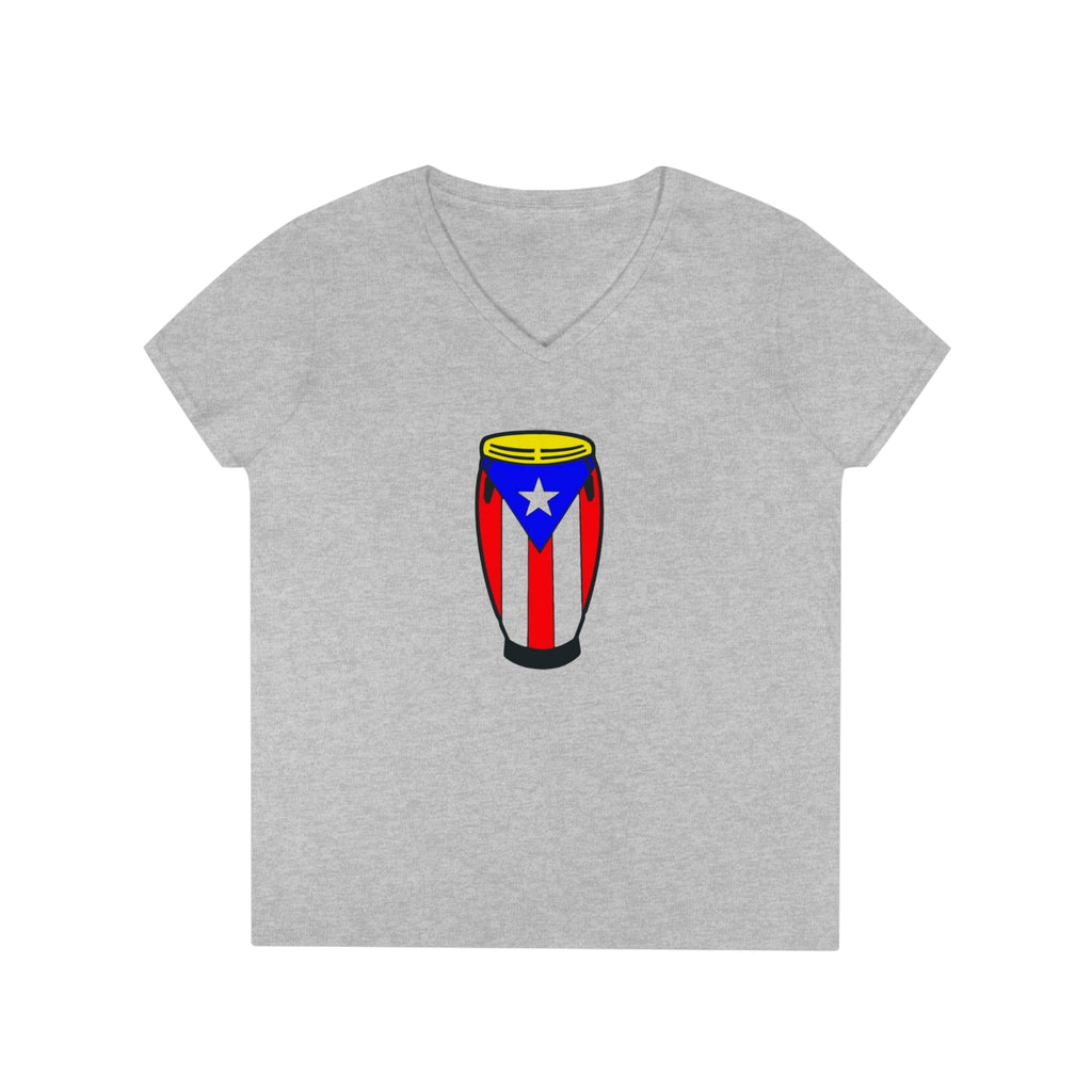 Puerto Rican Congas Ladies' V-Neck T-Shirt