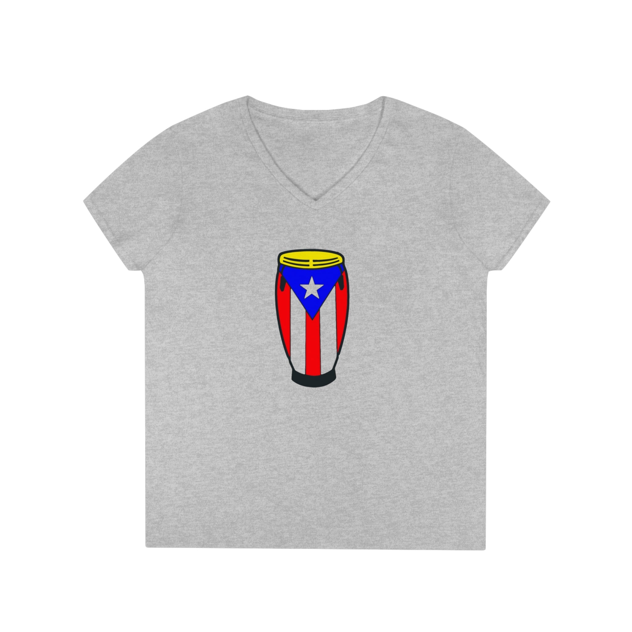 Puerto Rican Congas Ladies' V-Neck T-Shirt