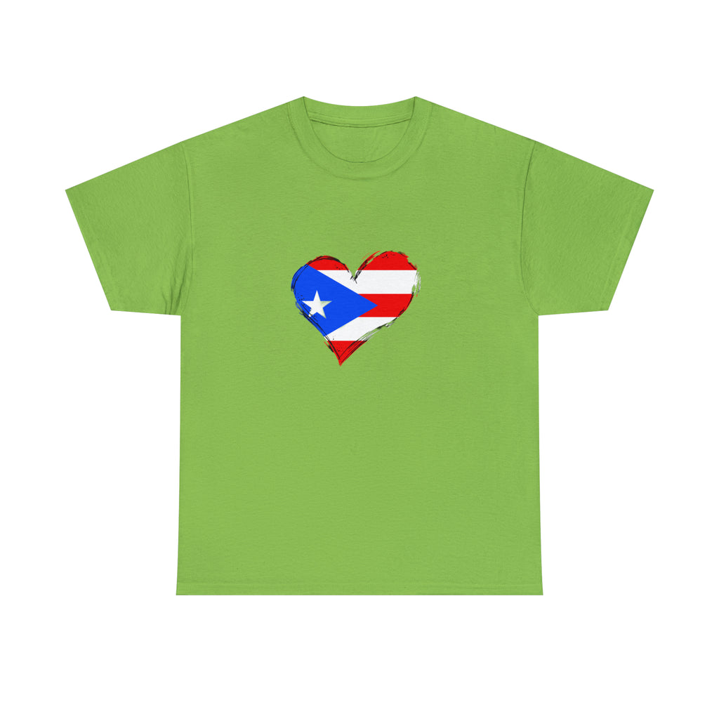 Puerto Rican Flag Heart Unisex Heavy Cotton Tee