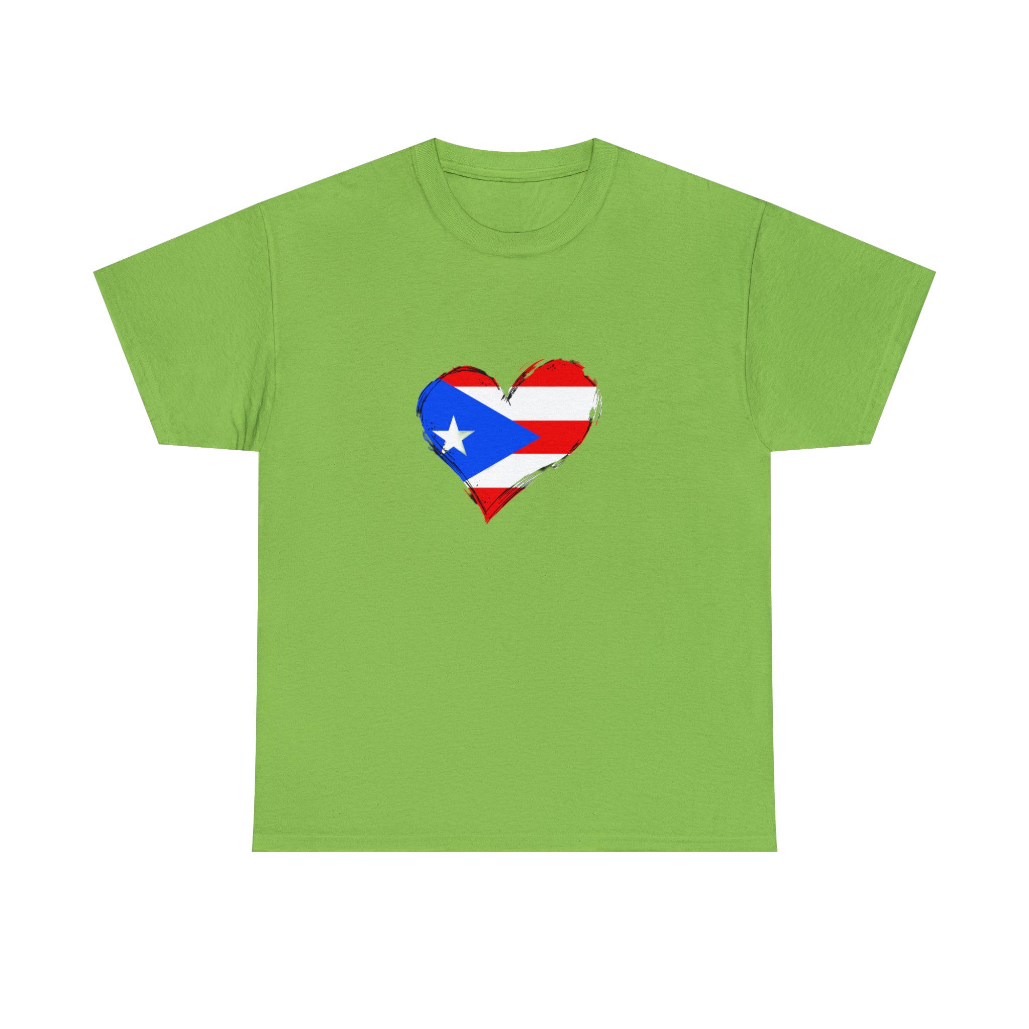 Puerto Rican Flag Heart Unisex Heavy Cotton Tee