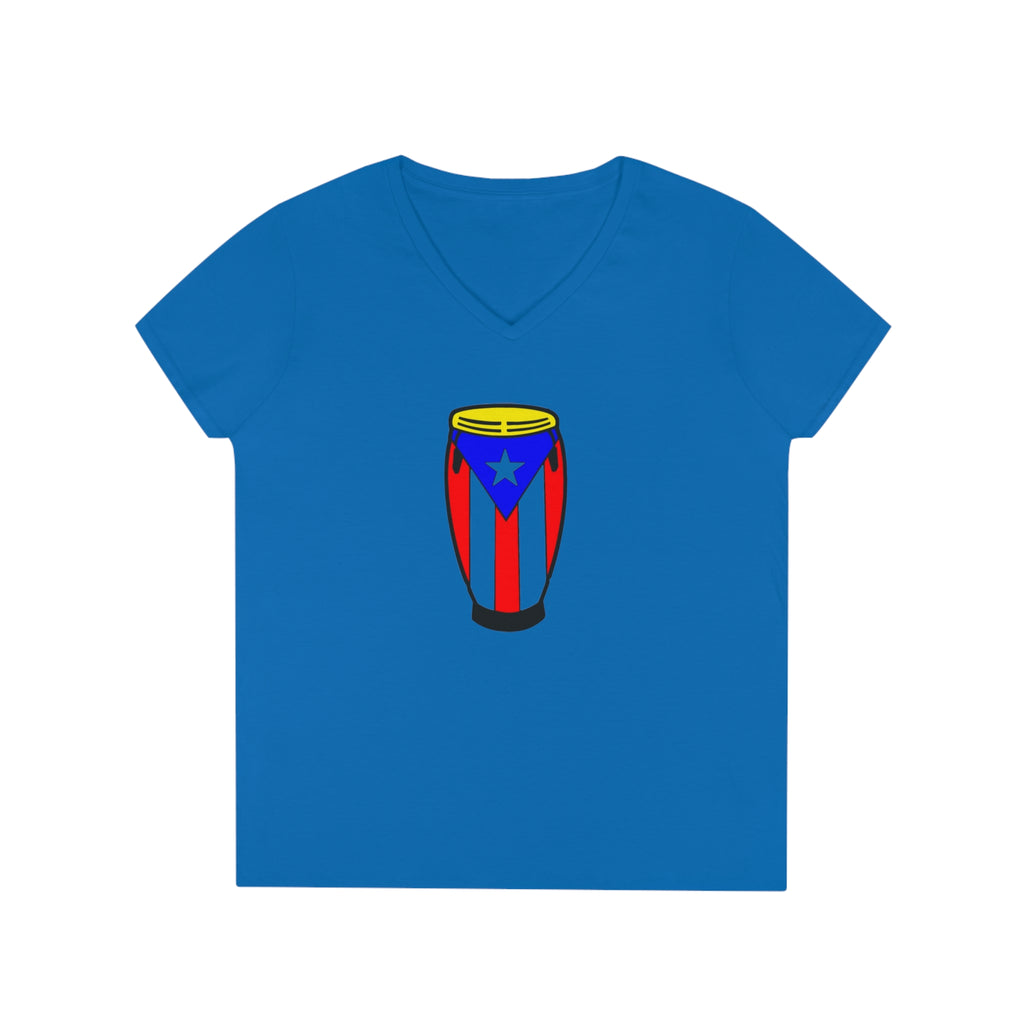 Puerto Rican Congas Ladies' V-Neck T-Shirt